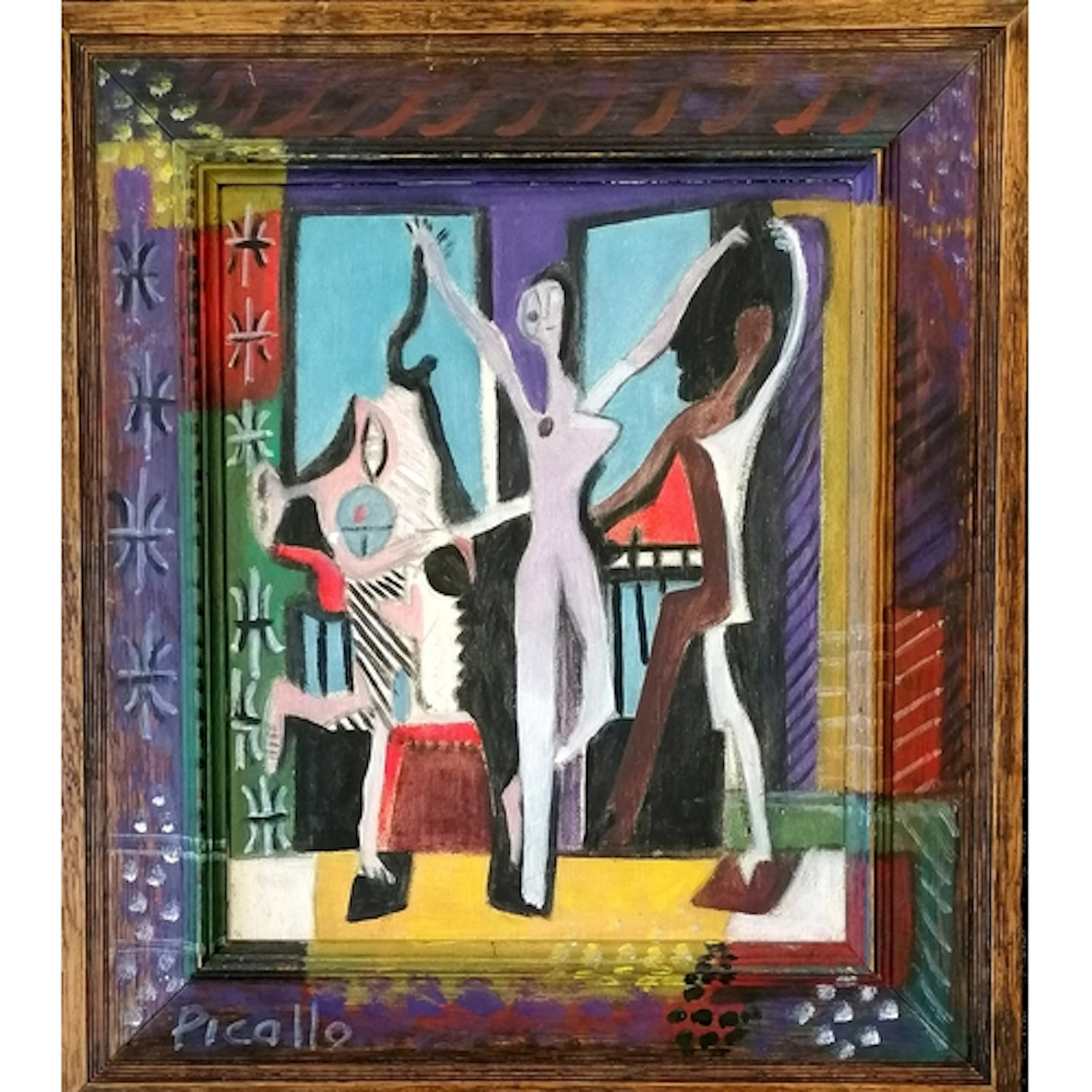 After Picasso, oil on board with painted frame - Frame 37cm ...