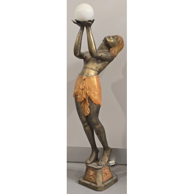 A 20th Century Art Deco style floor standing lamp of a semi ...