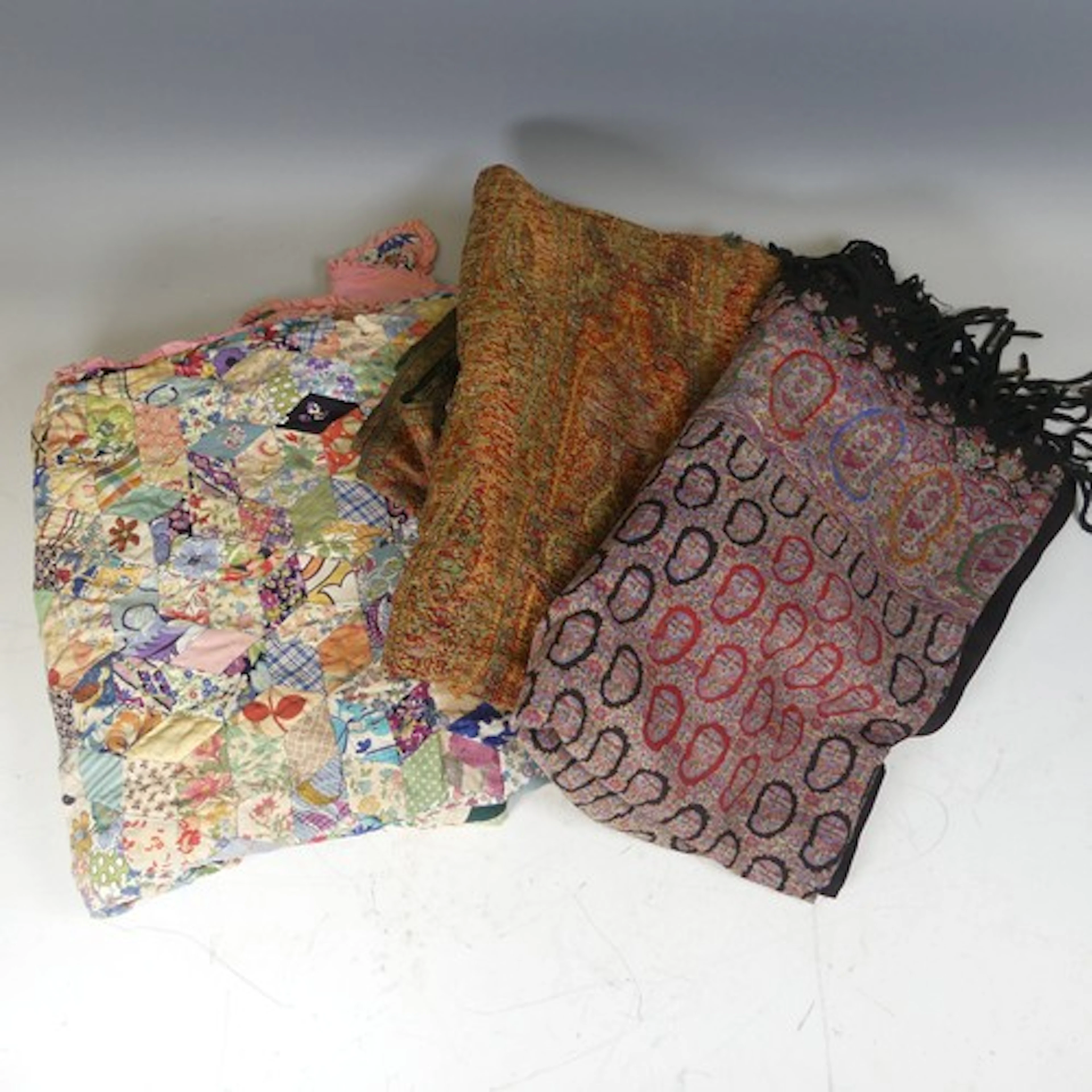 Vintage Textiles: a hand-made reversible Patchwork Quilt, 20...