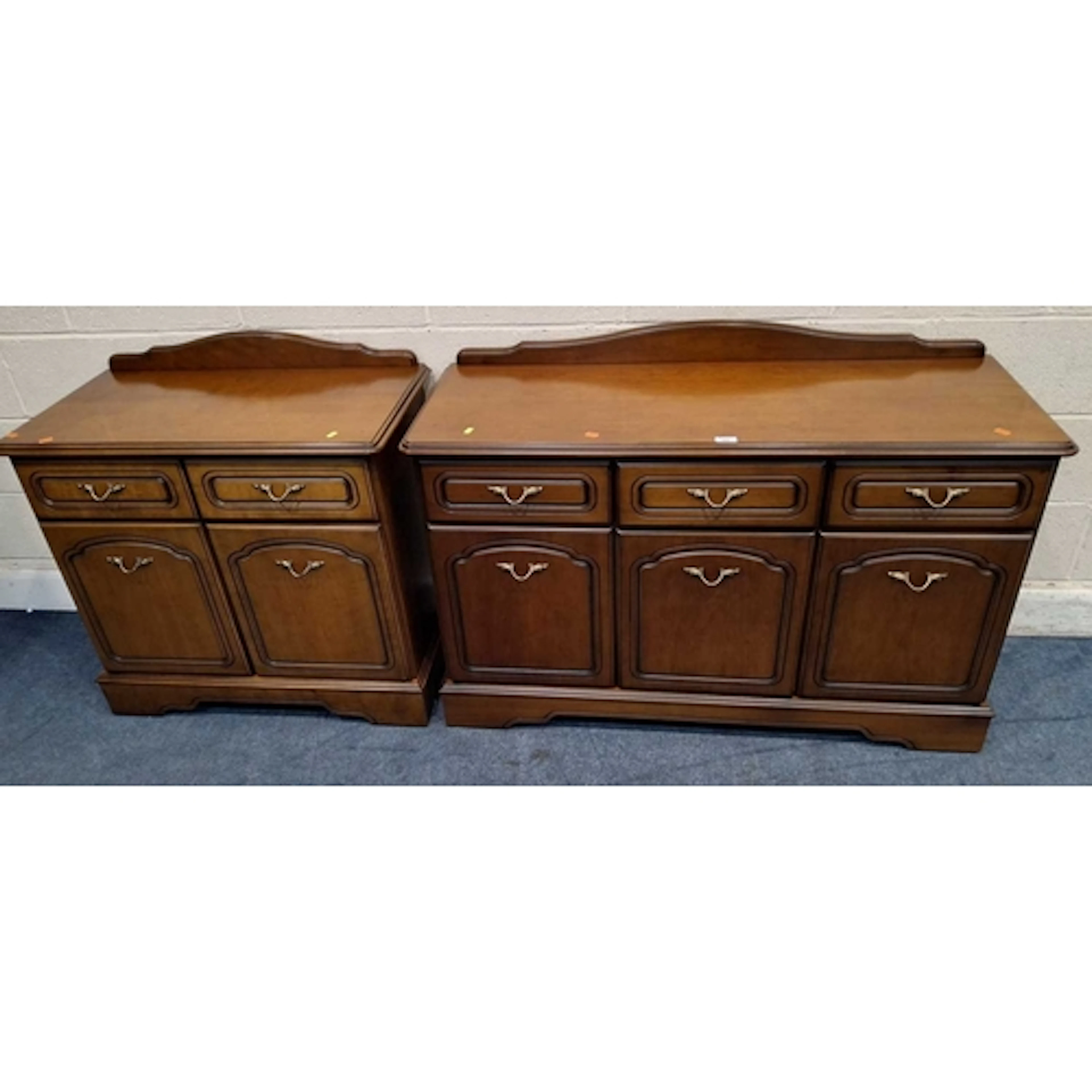 TWO REPRODUCTION SIDEBOARDS, one fitted with three drawers o...