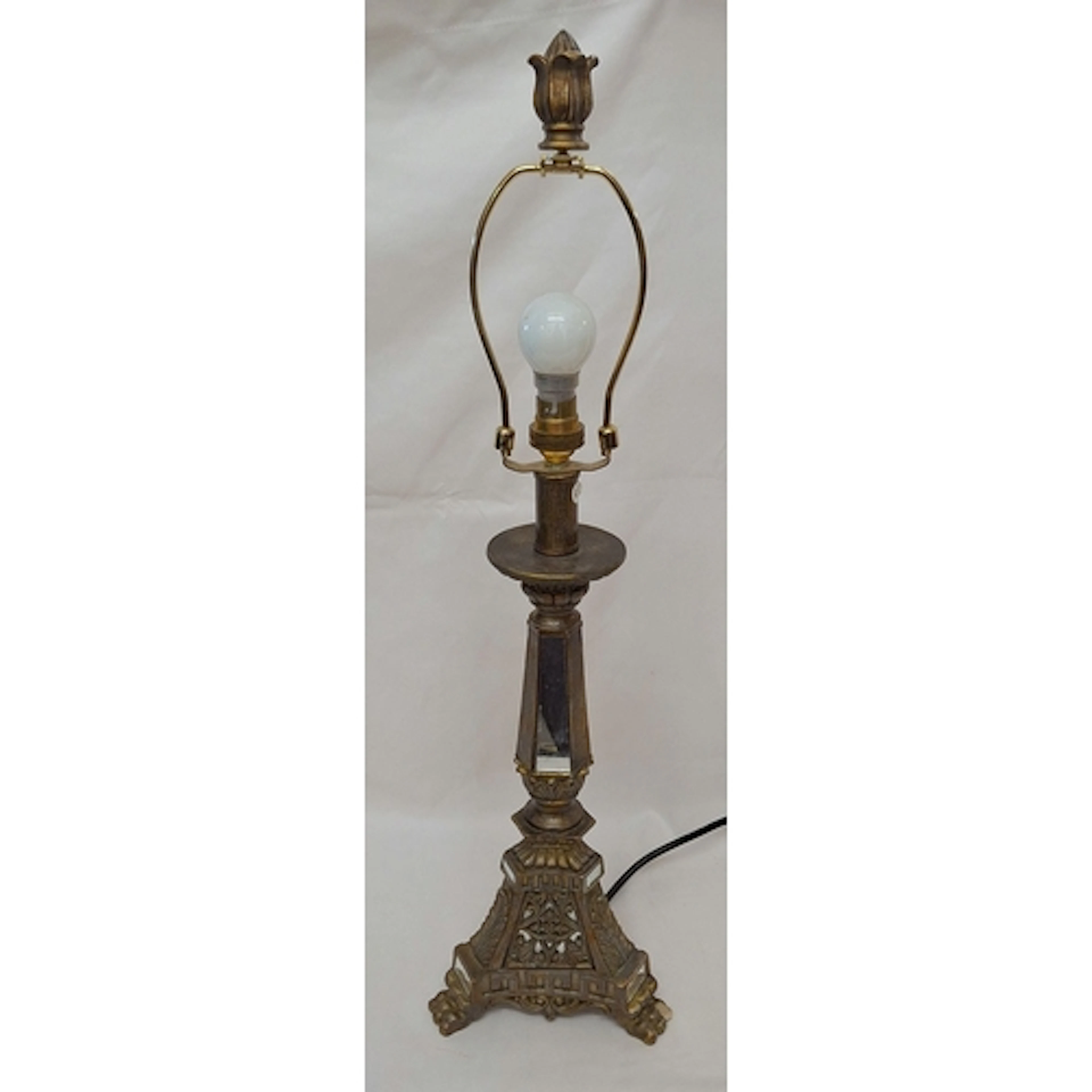 Composition Antique Style Lamp on ornate tri footed base emb...