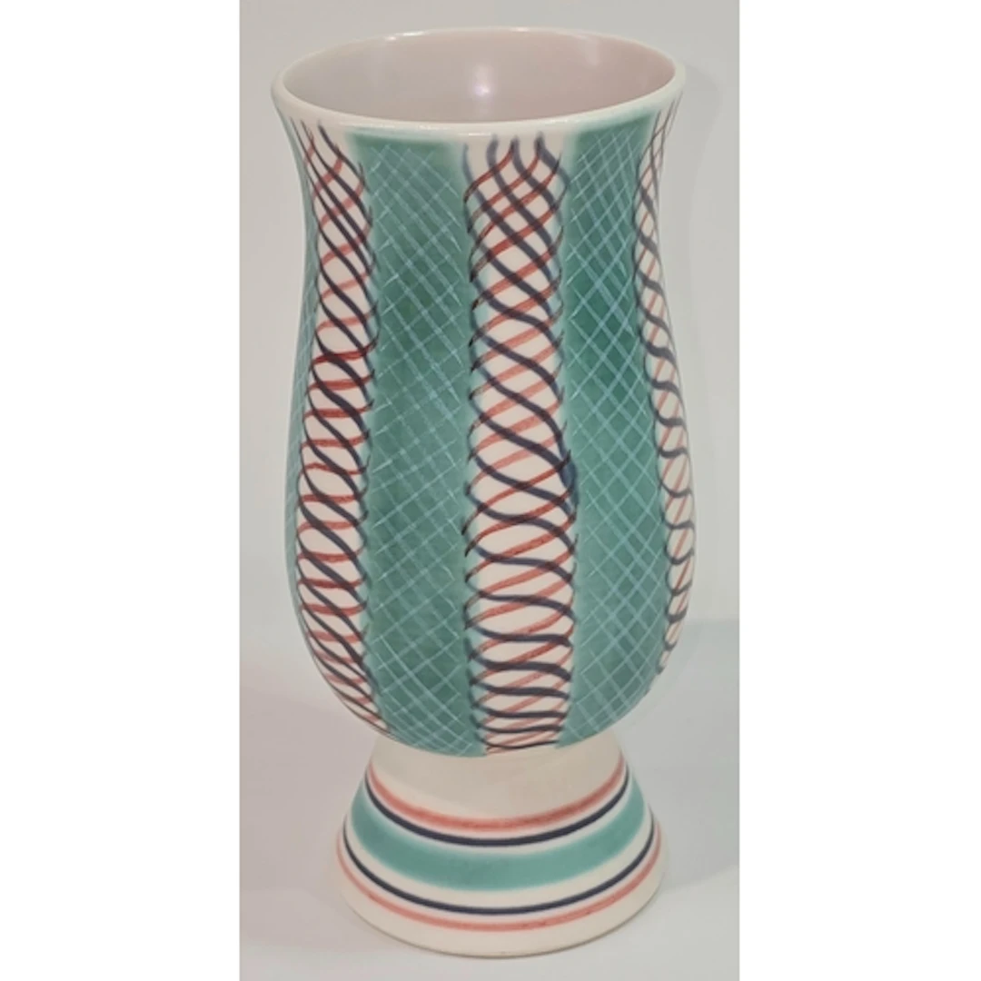 Poole Pottery shape 703 PKT pattern Freeform footed vase 7.5...