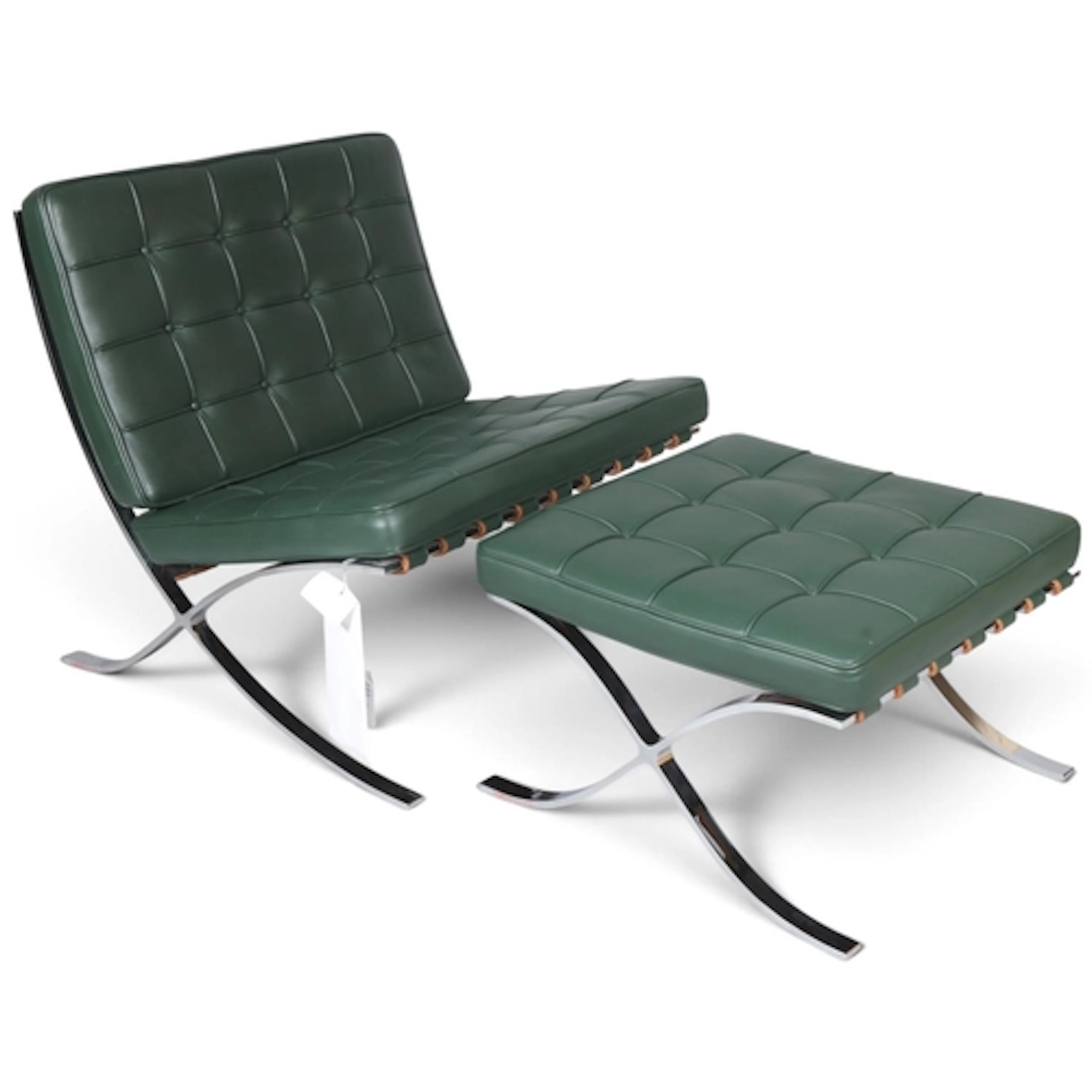 A genuine Knoll Barcelona chair and ottoman by Knoll Studio,...
