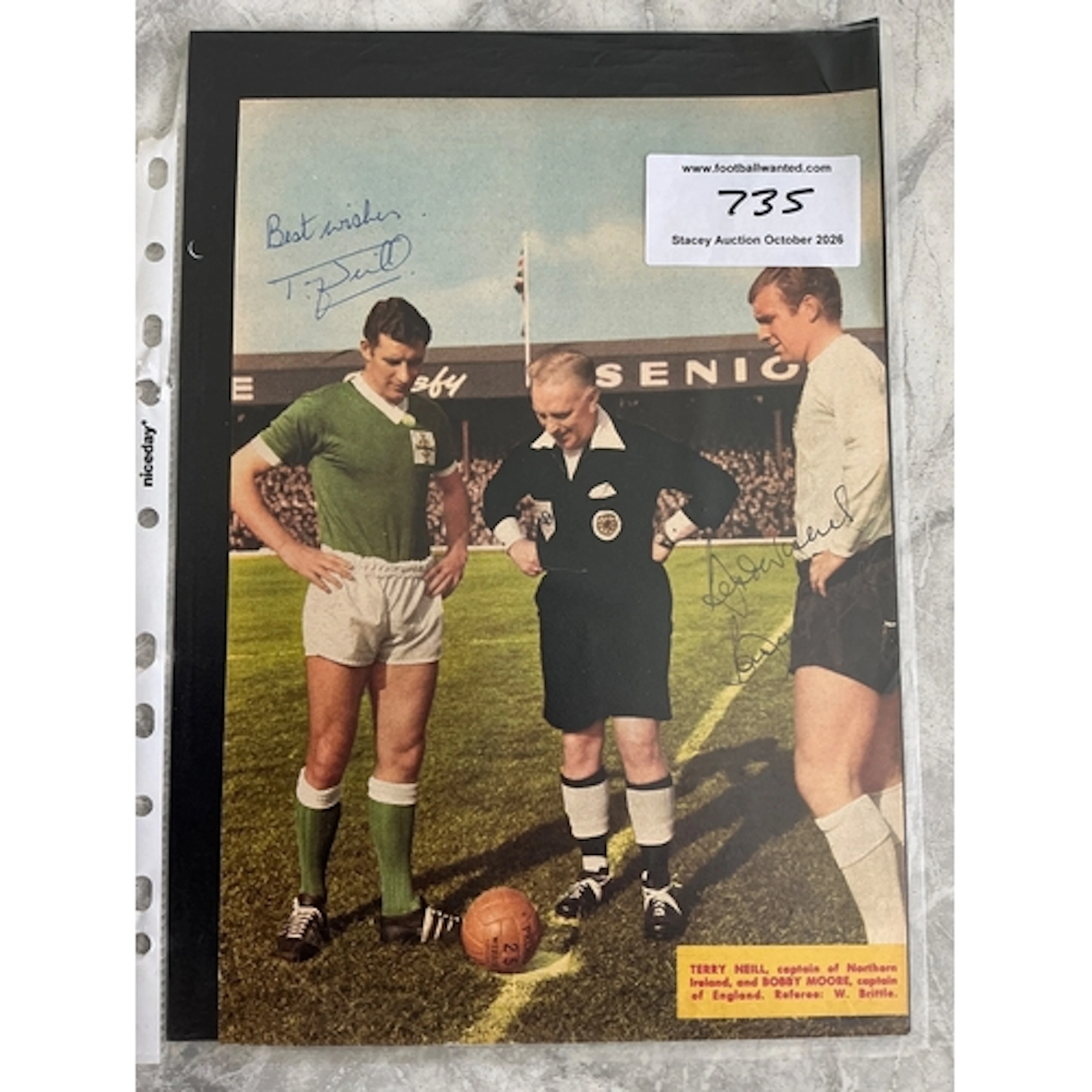 Bobby Moore England Signed Football Picture: Full size colou...