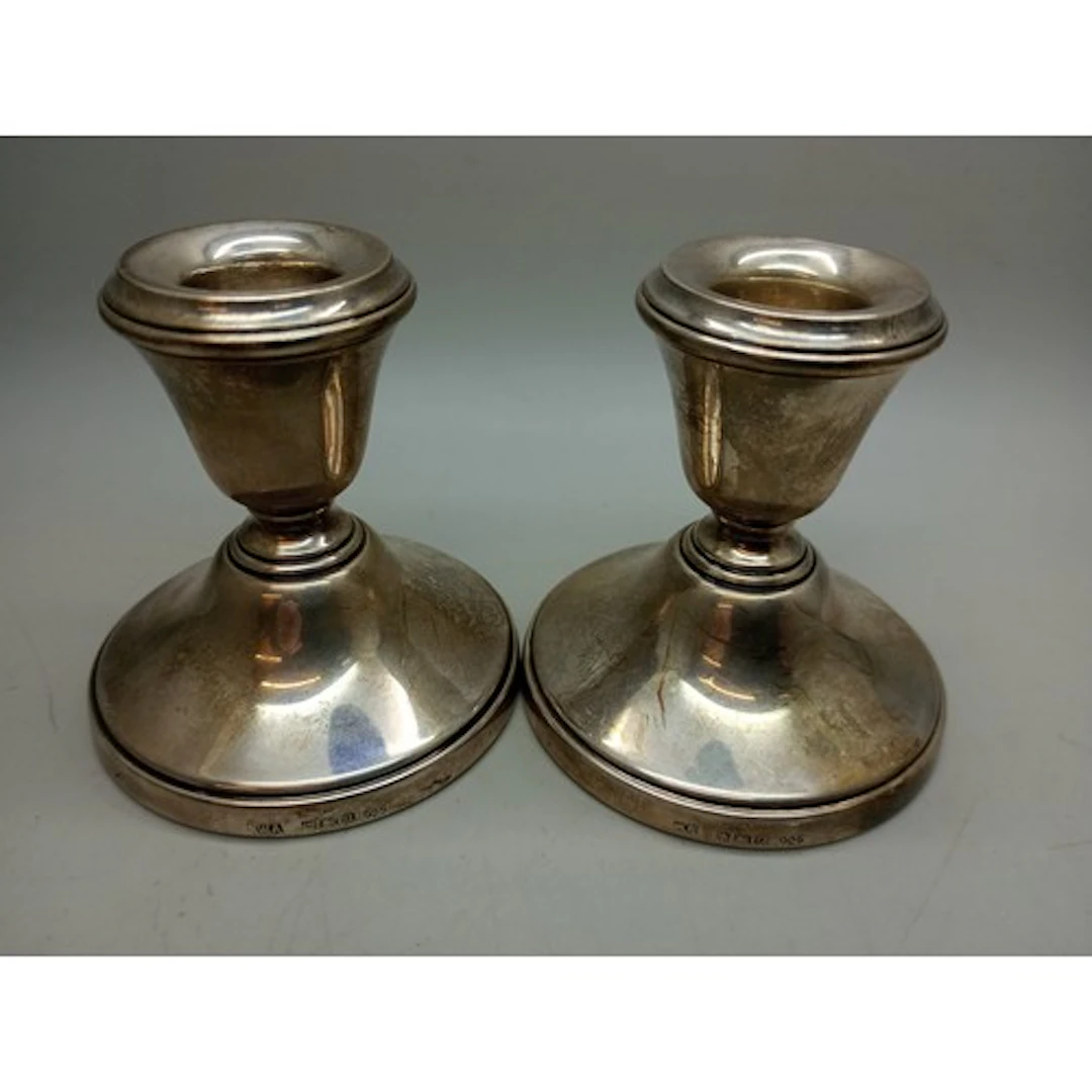 A pair of silver squat candlesticks, Birmingham, 1969, 204g ...