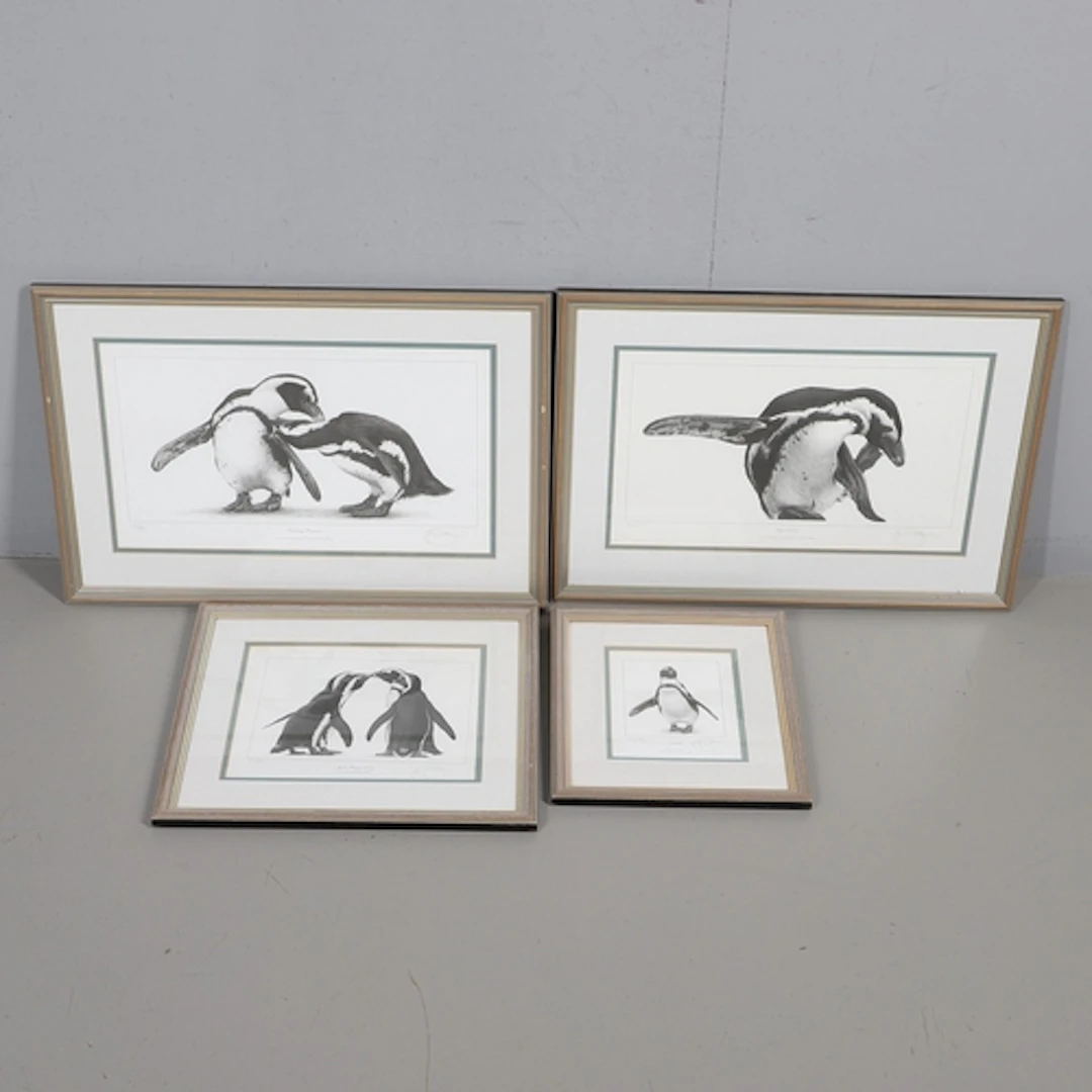 GARY HODGES (B. 1954). PREENING PARTNERS; JACKASS PENGUIN GR...