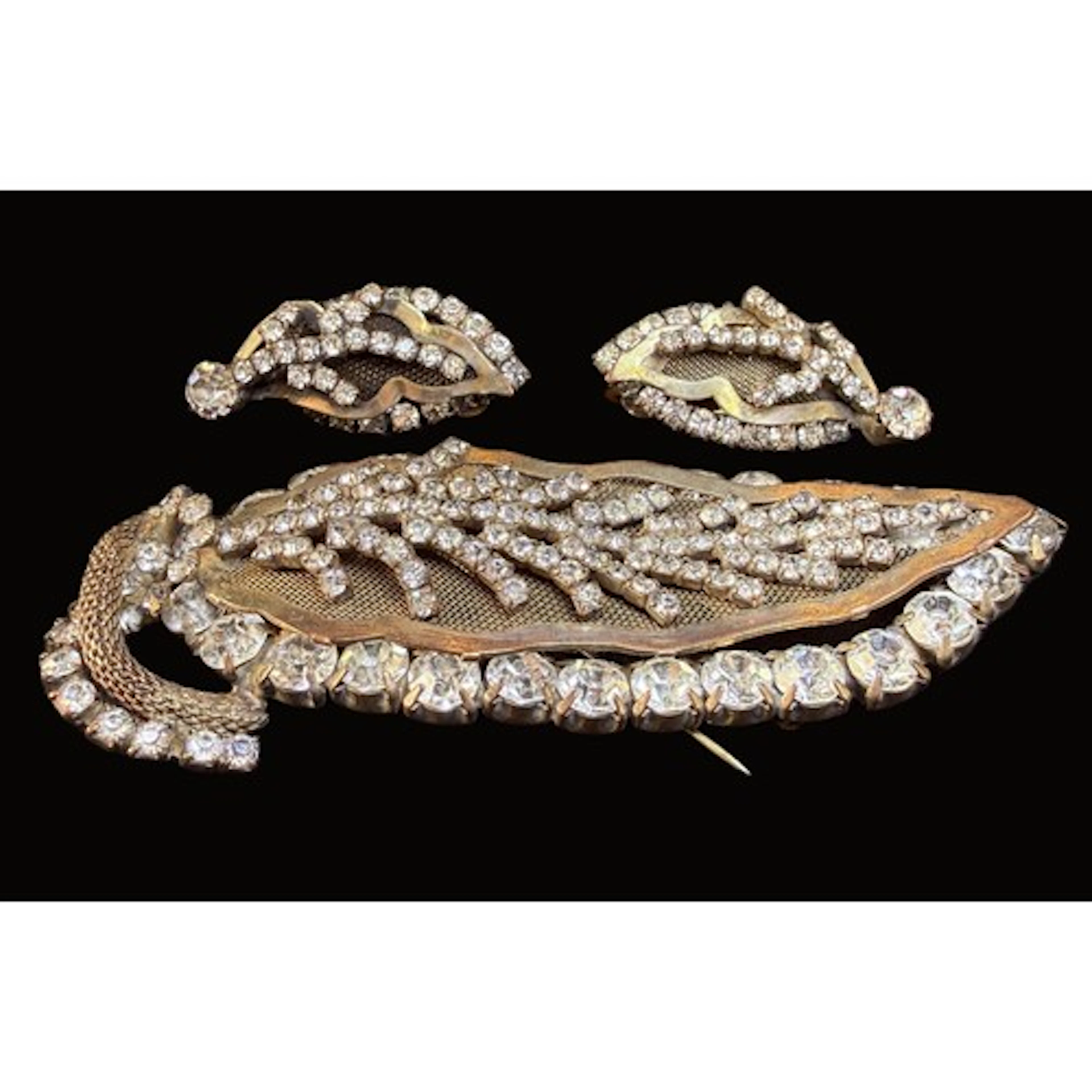 A vintage French HOBE diamante brooch and earrings, a HOBE p...