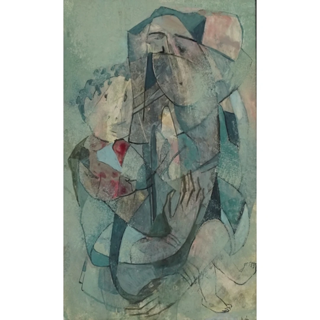 20th century Cubist pastel on paper, indistinctly signed, da...