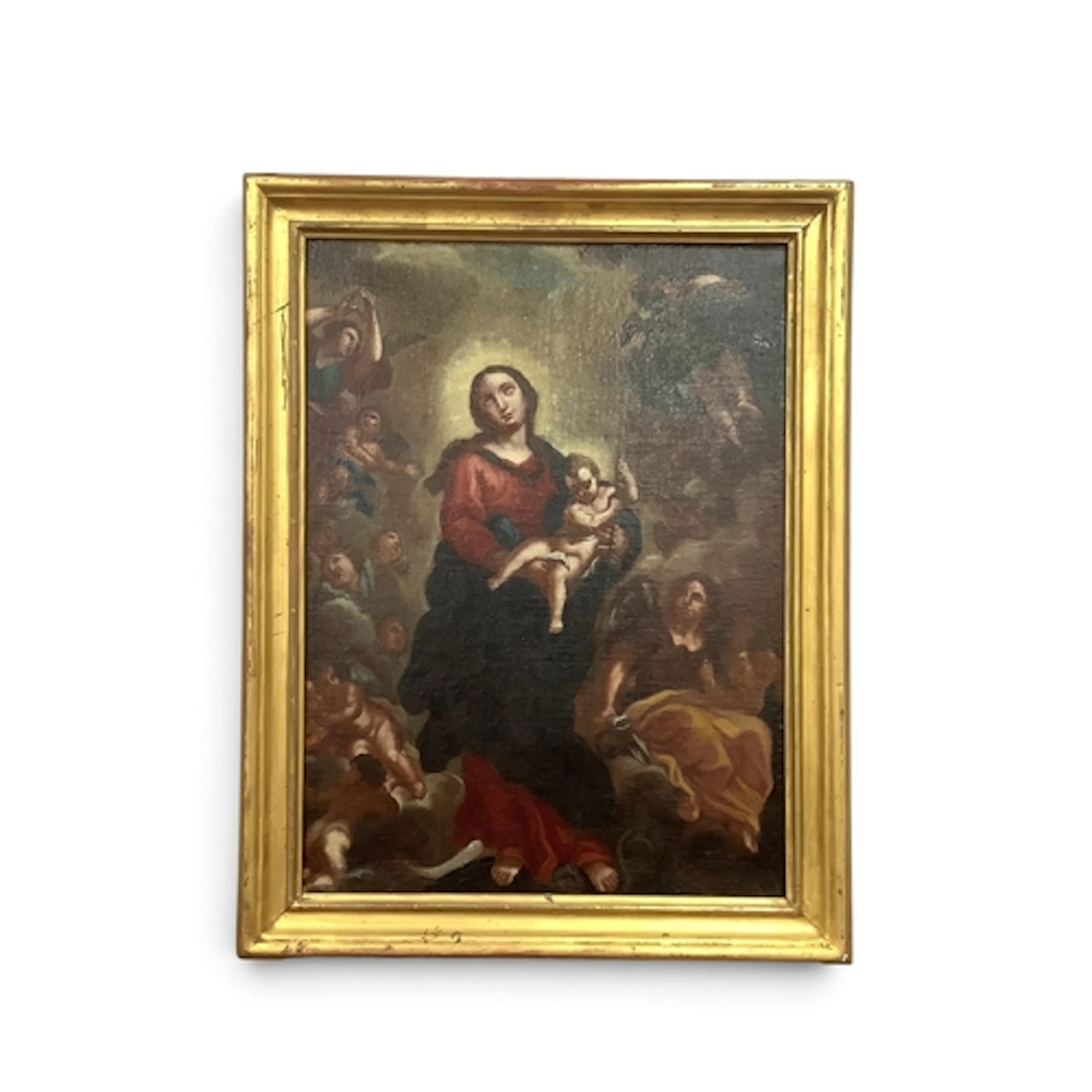Italian School - Madonna and Child, Oil on canvas, unsigned...
