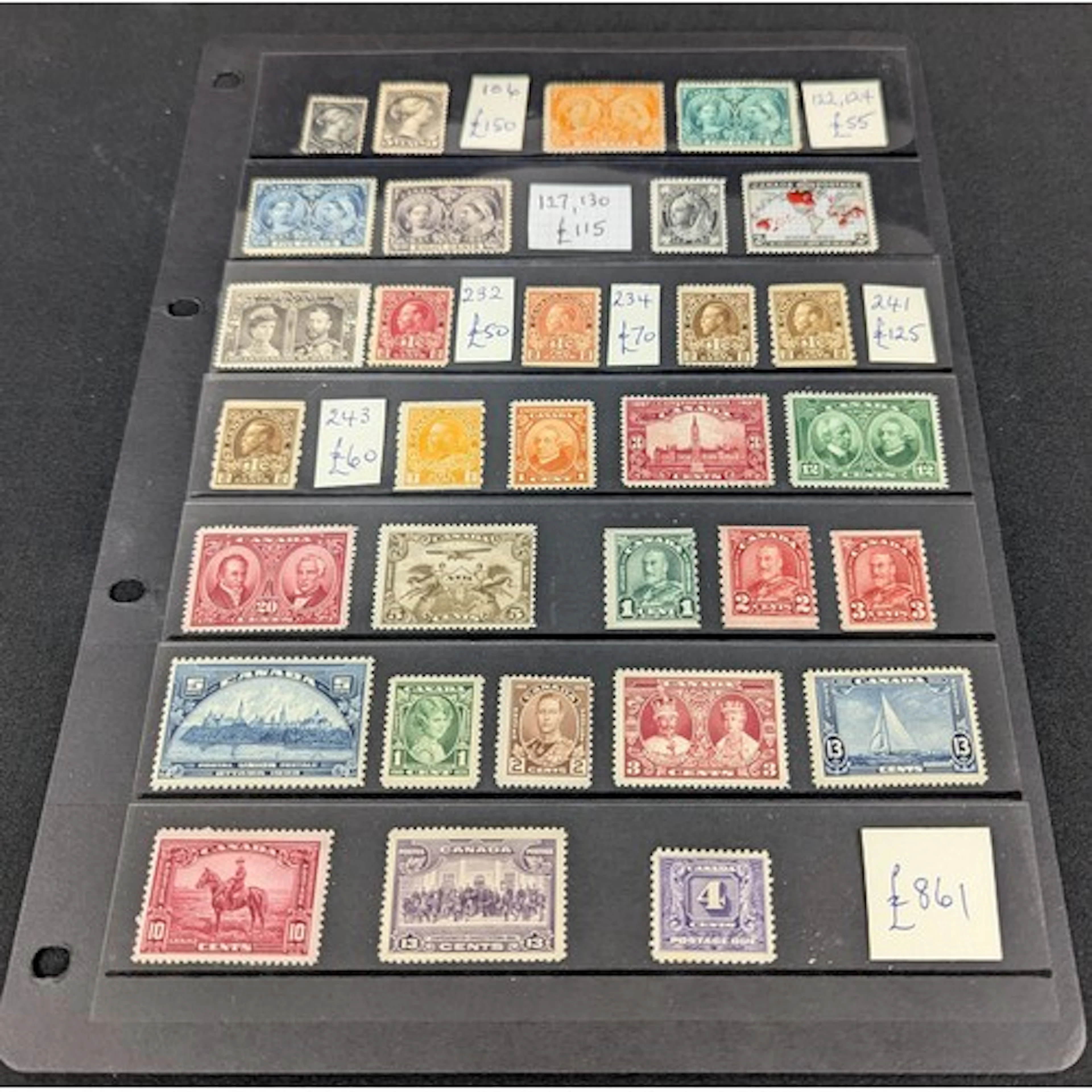 Stamps : Mint Canada selection QV - KGV on stocksheet stc c£...