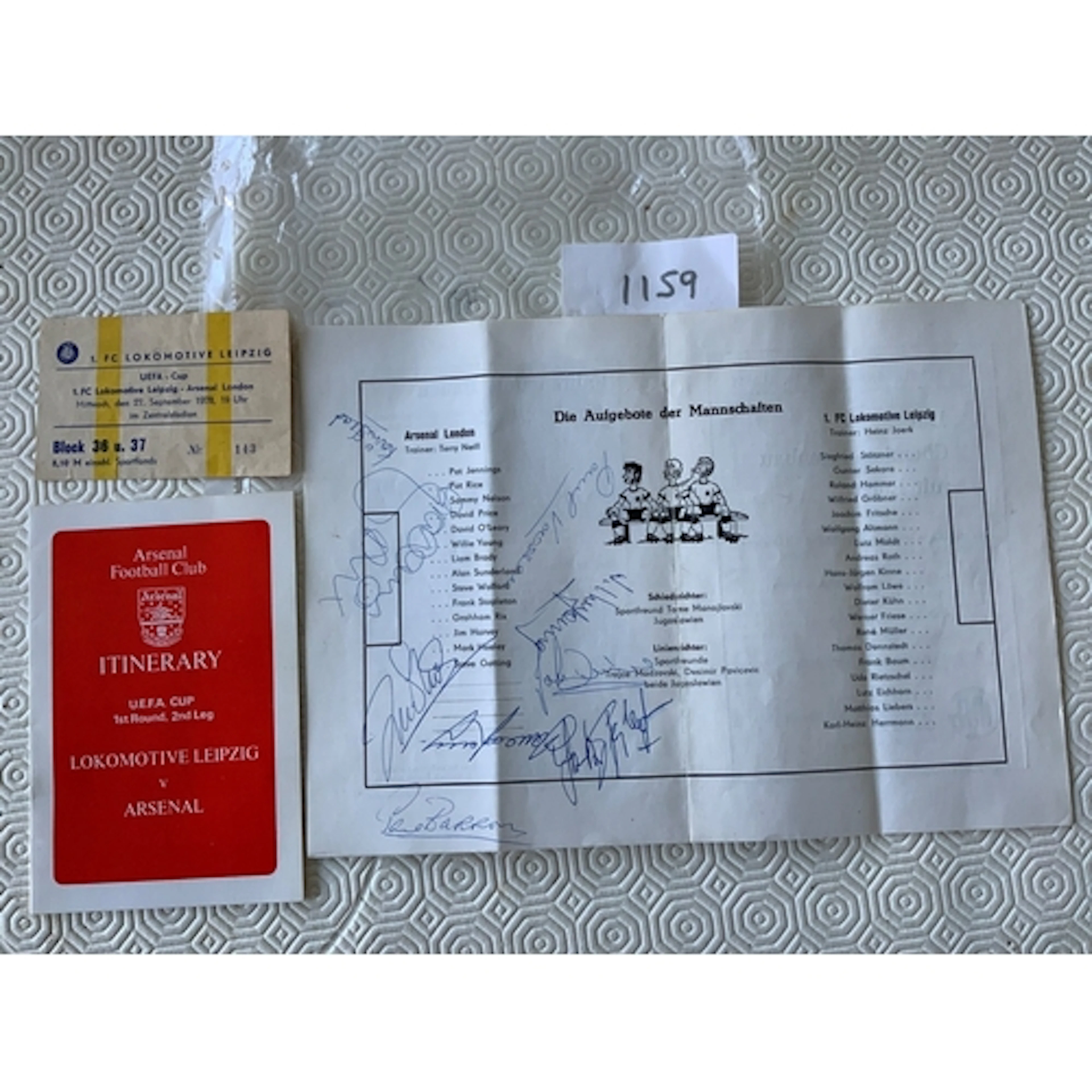 78/79 Leipzig v Arsenal Football Memorabilia: Signed program...