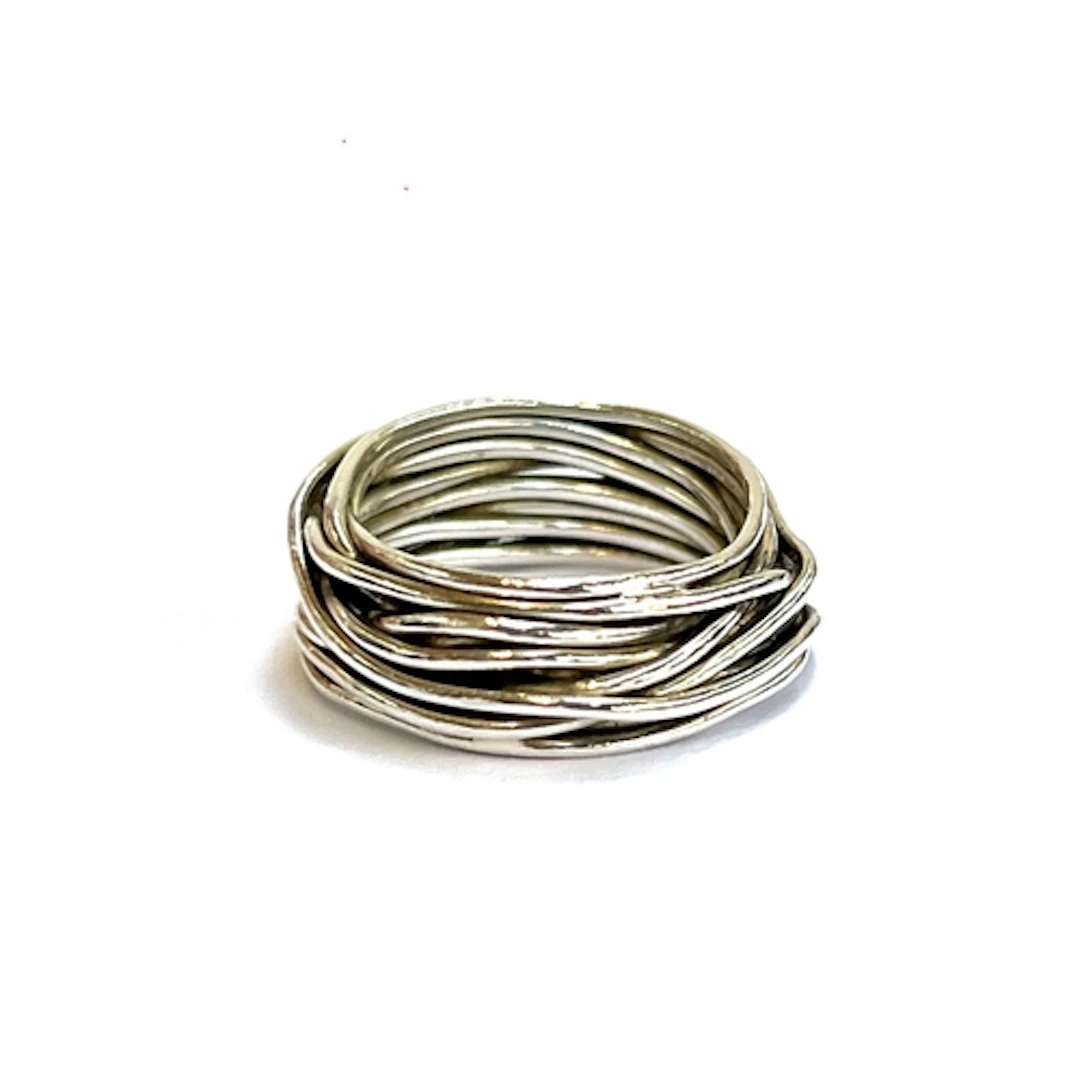 A silver wire ring of wrapped form, size L 1/2, 6g