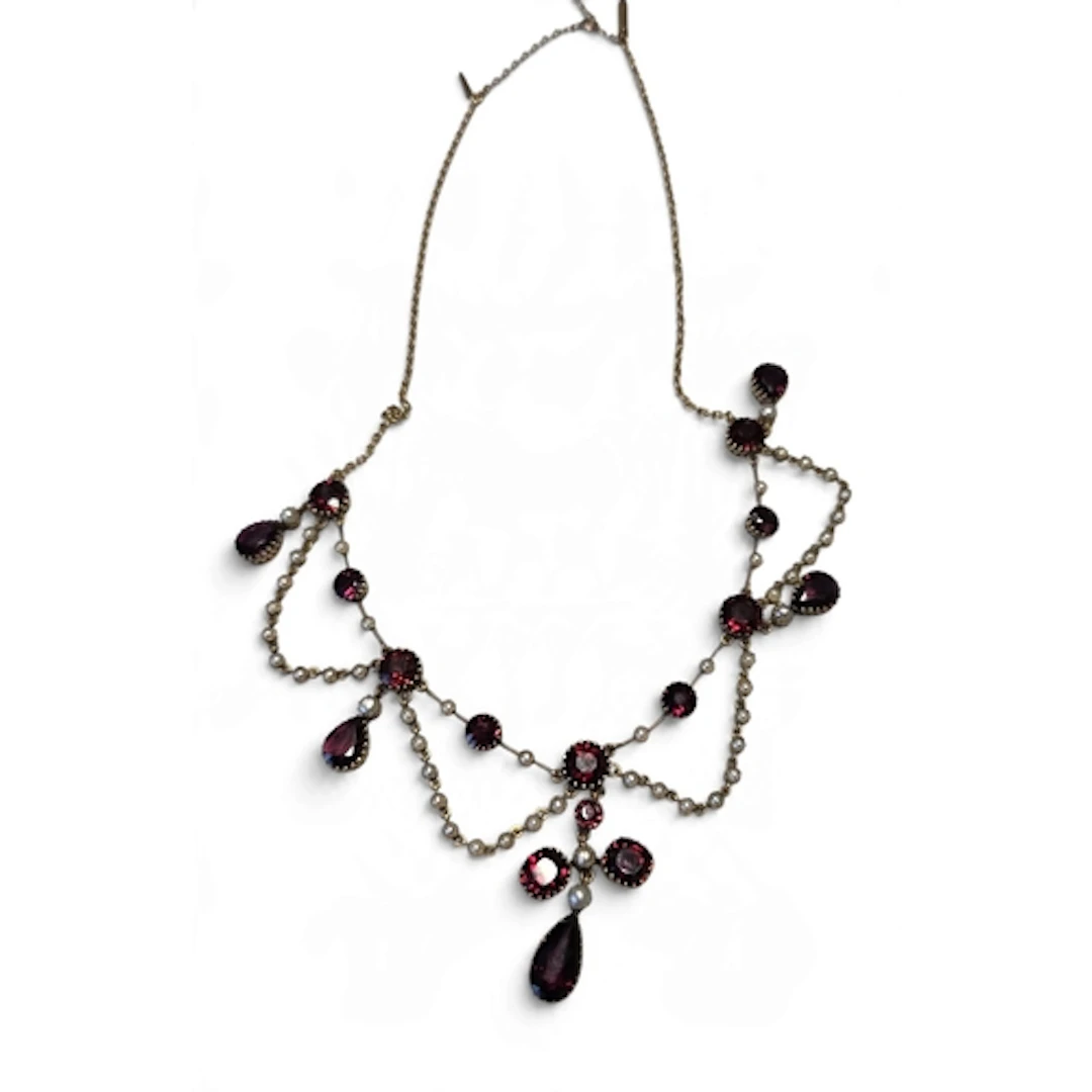 A superb late Victorian Bohemian garnet festoon necklace, be...