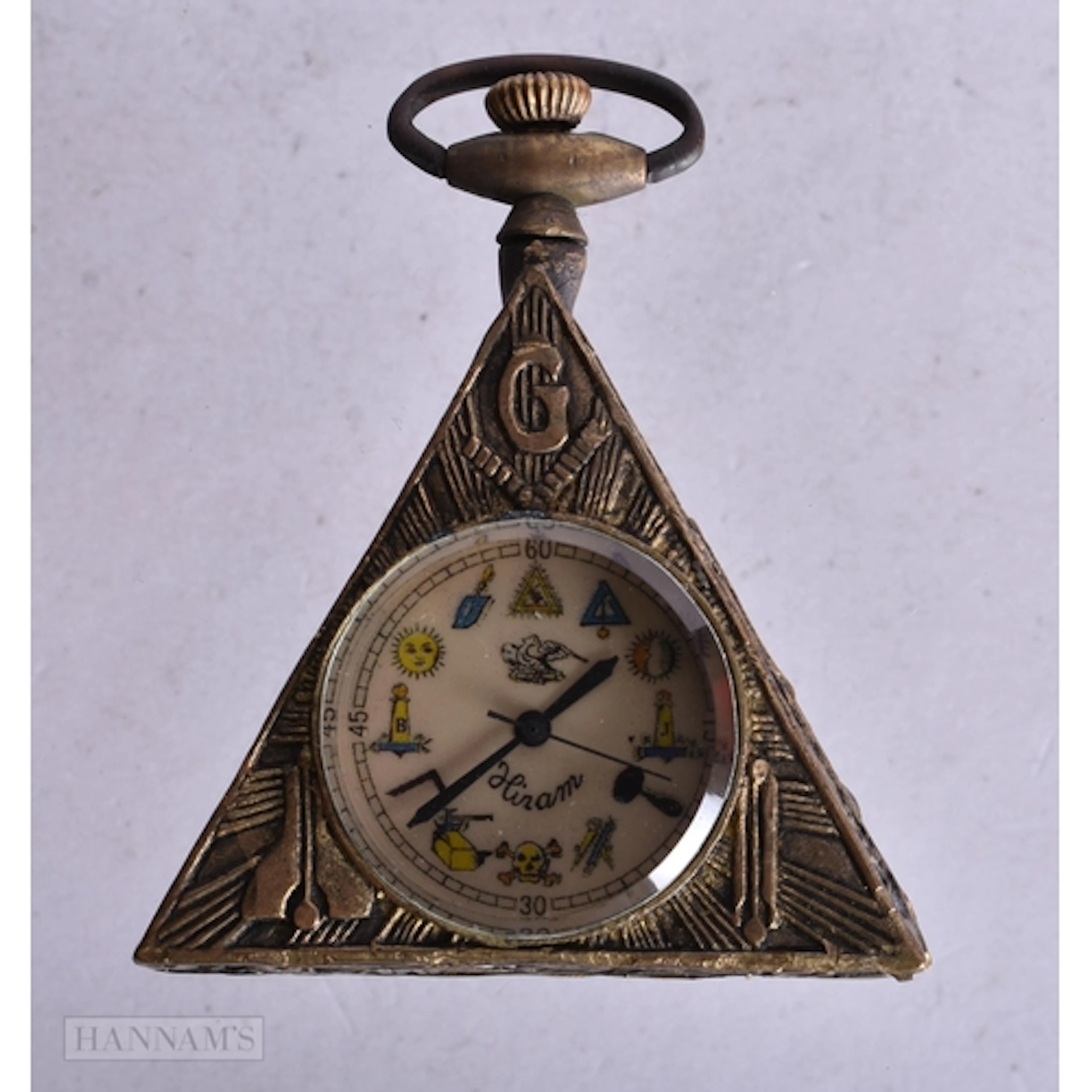 A MASONIC POCKET WATCH. Running. 6 cm x 5 cm.
