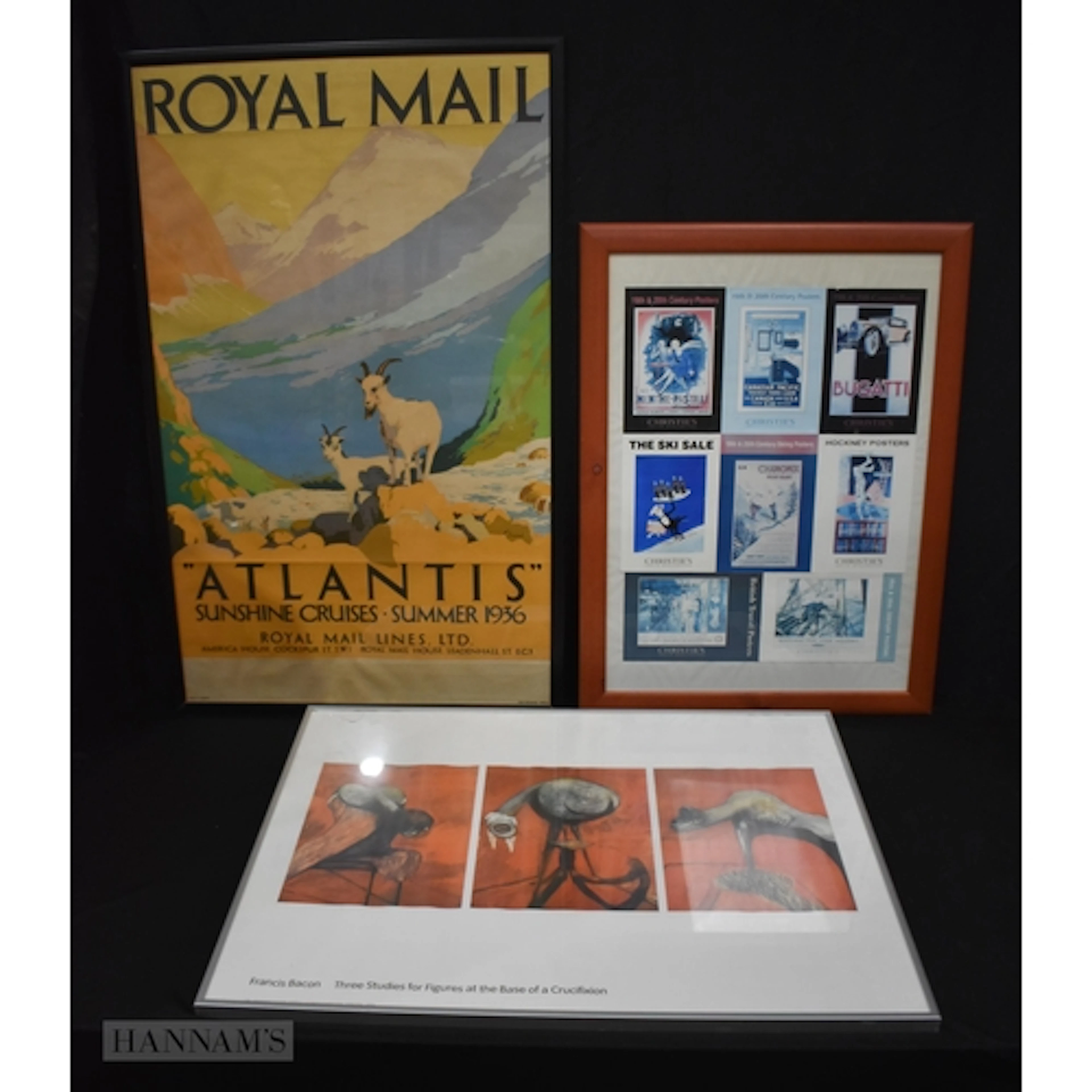 A large framed 1936 Royal mail line cruise poster together w...