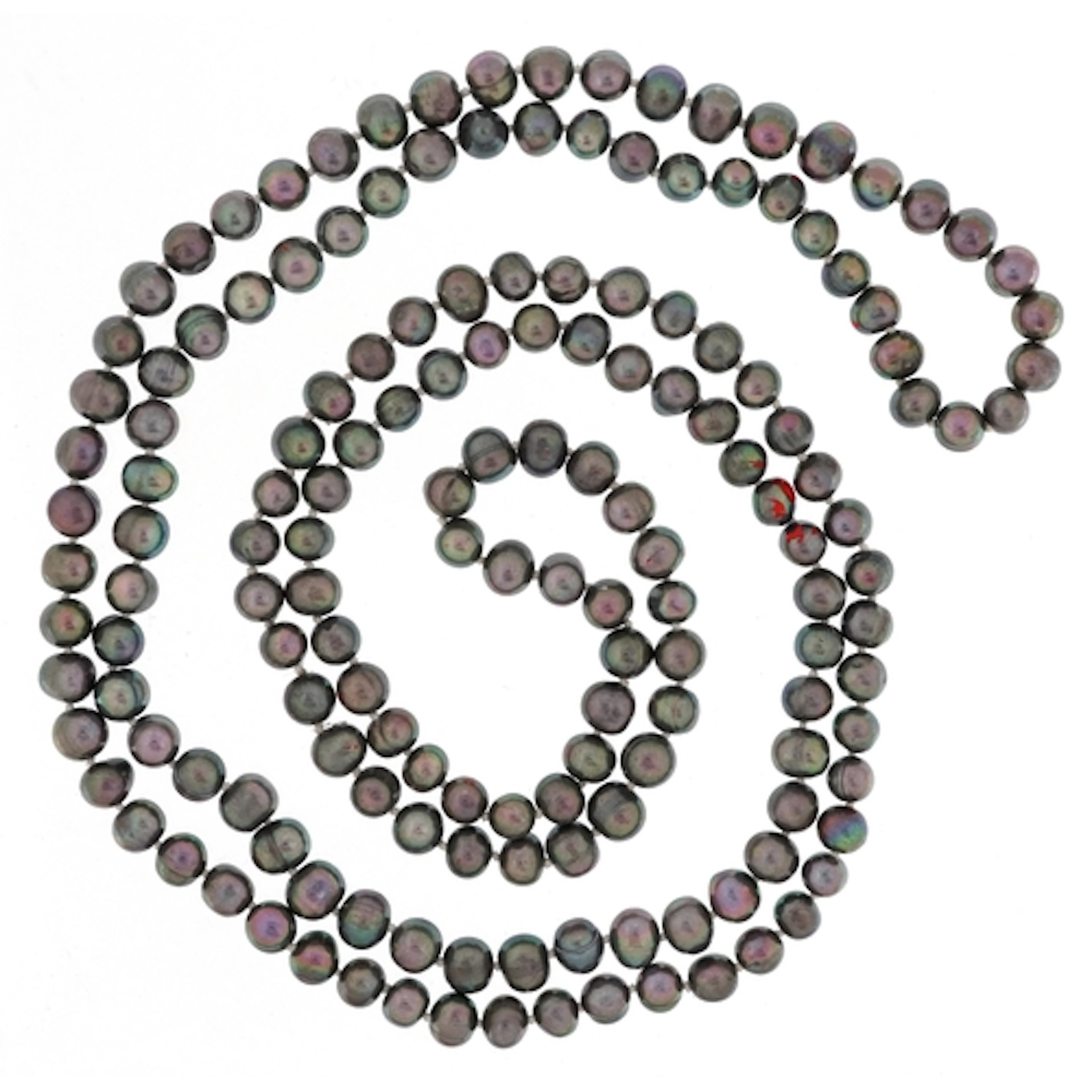 Freshwater pearl bead necklace, each pearl approximately 7.5...