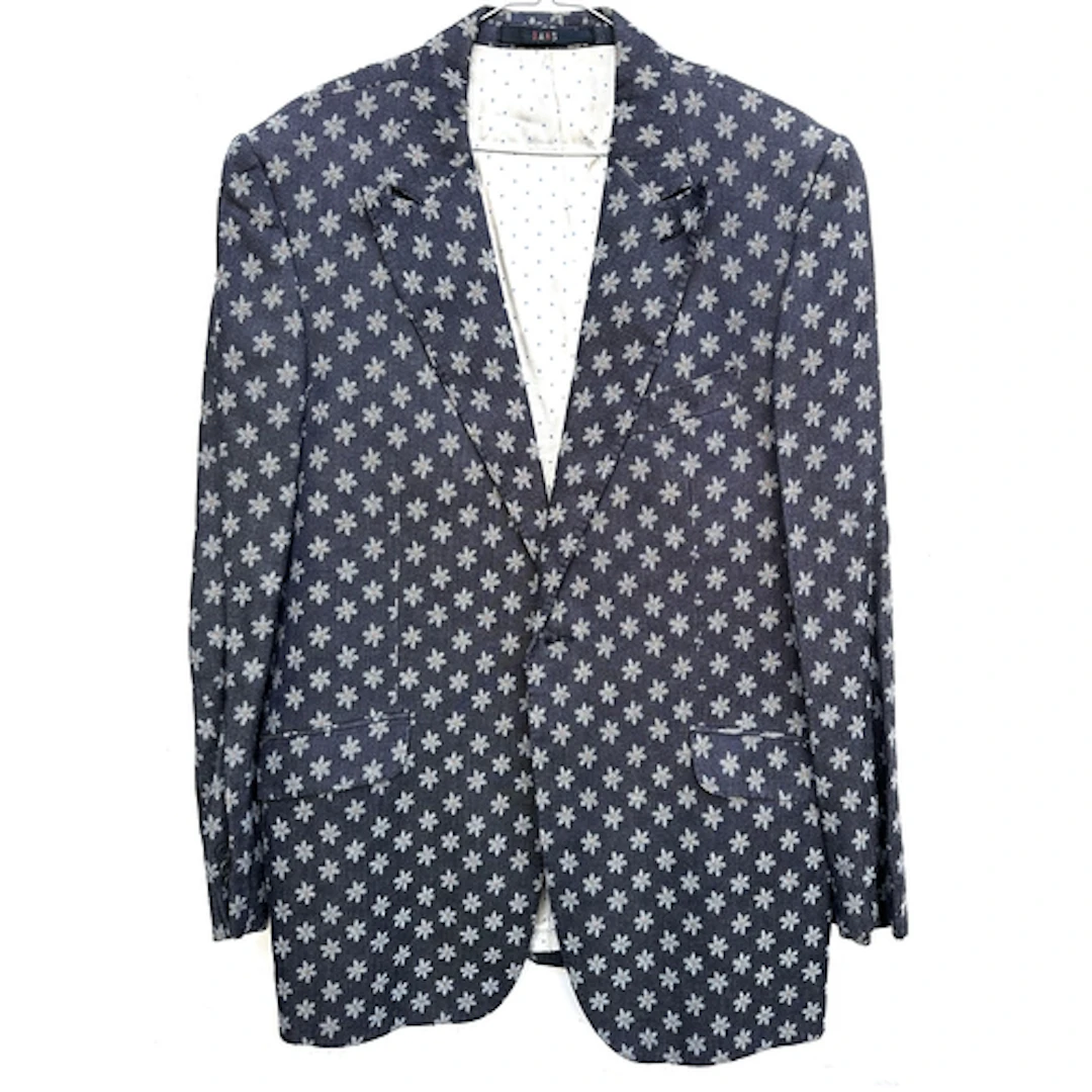 A Daks cotton blazer, light blue with floral pattern