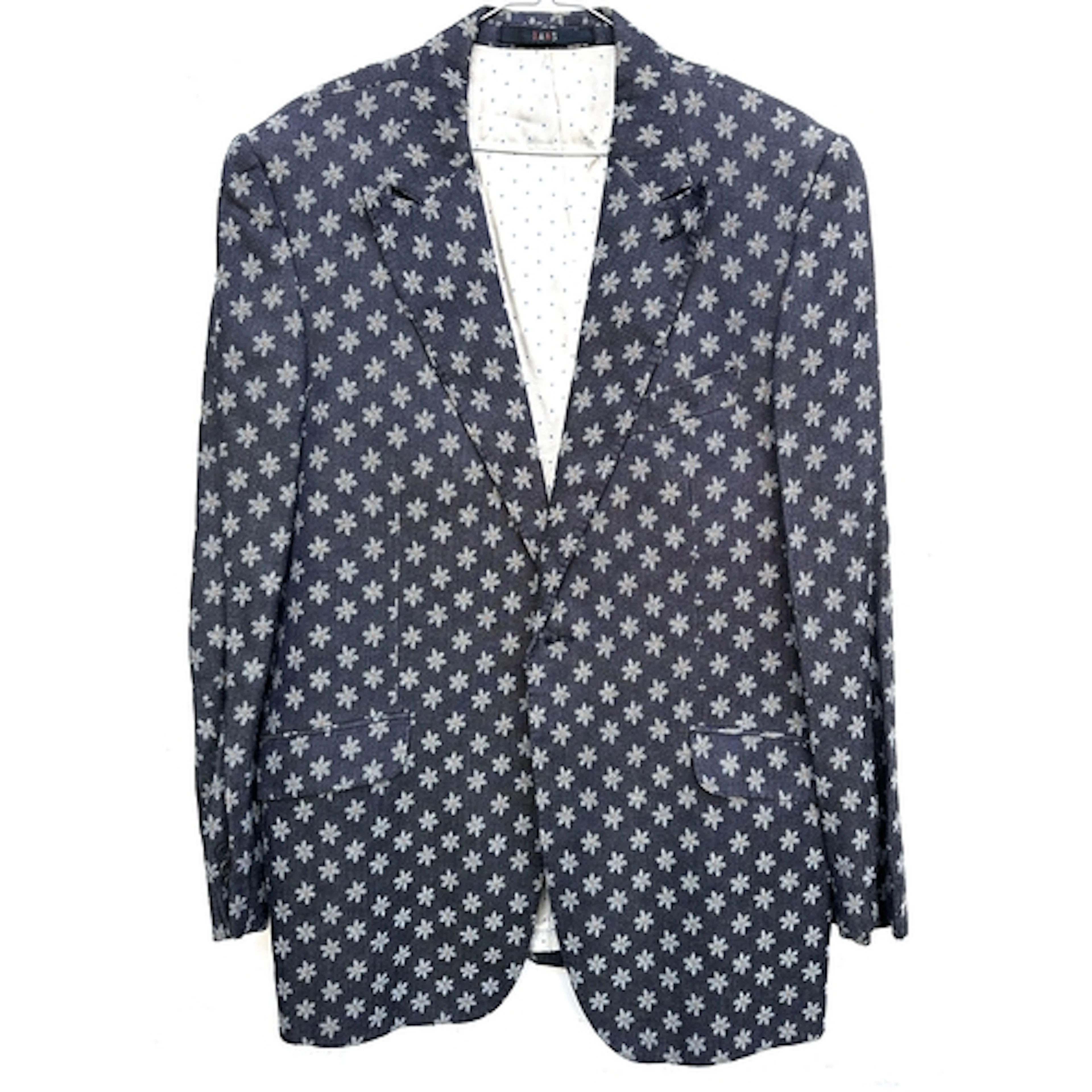 A Daks cotton blazer, light blue with floral pattern
