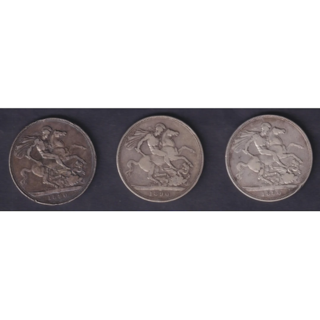 A group of three UK Queen Victoria 1890 (Jubilee Head) Silve...