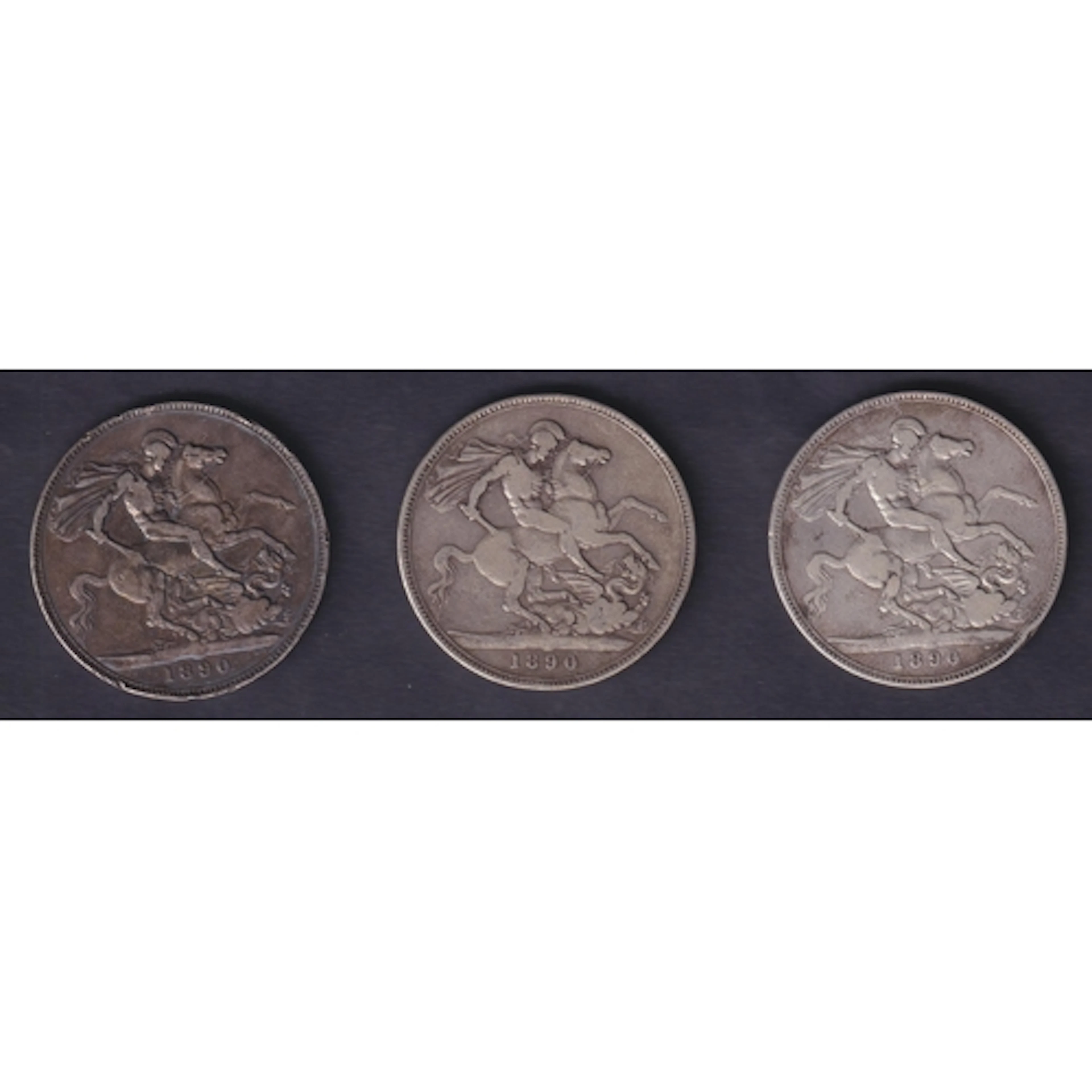 A group of three UK Queen Victoria 1890 (Jubilee Head) Silve...