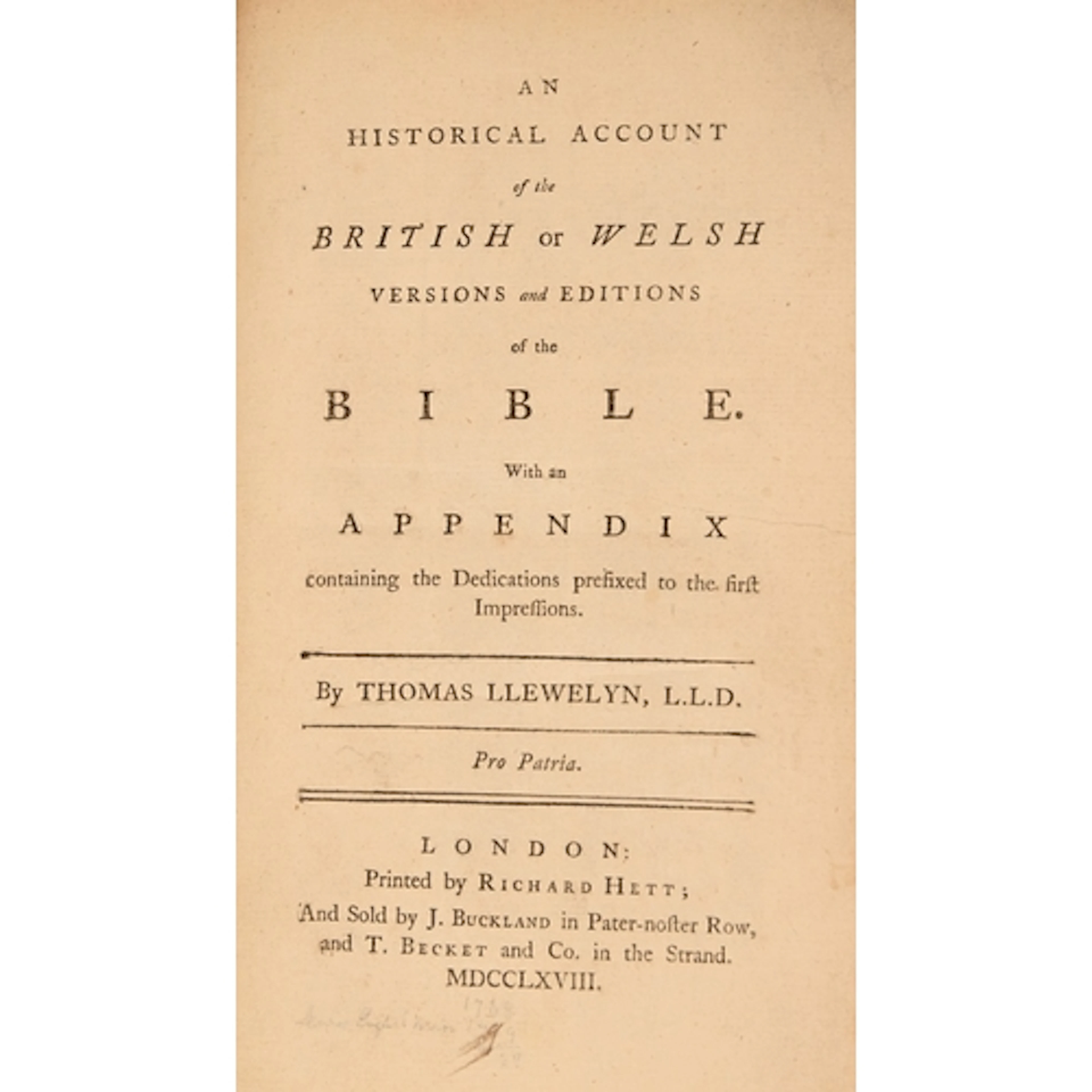 Wales. Llewelyn (Thomas, LL.D.), An Historical Account of th...
