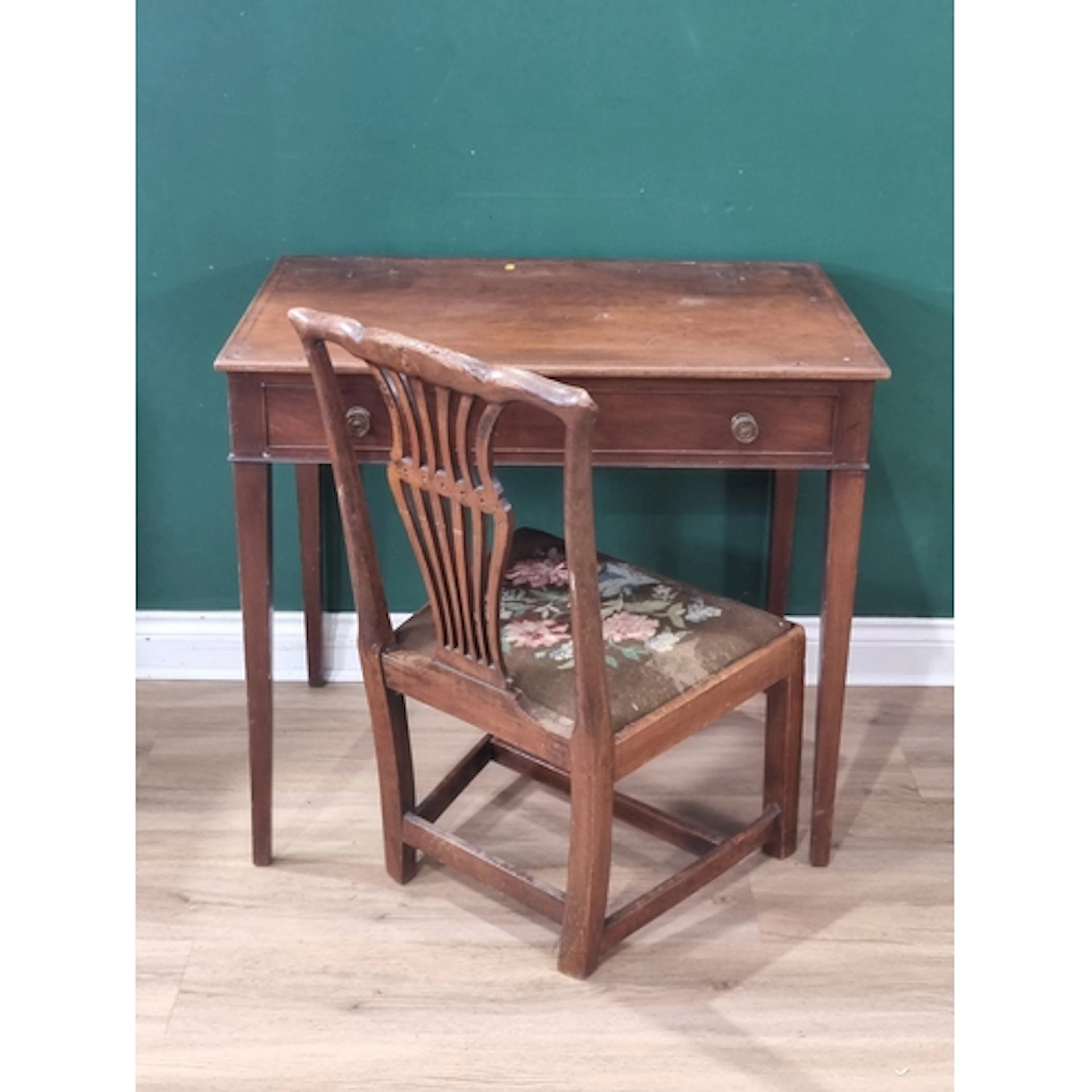 A mahogany Desk with a false drawer on squared supports 2ft ...