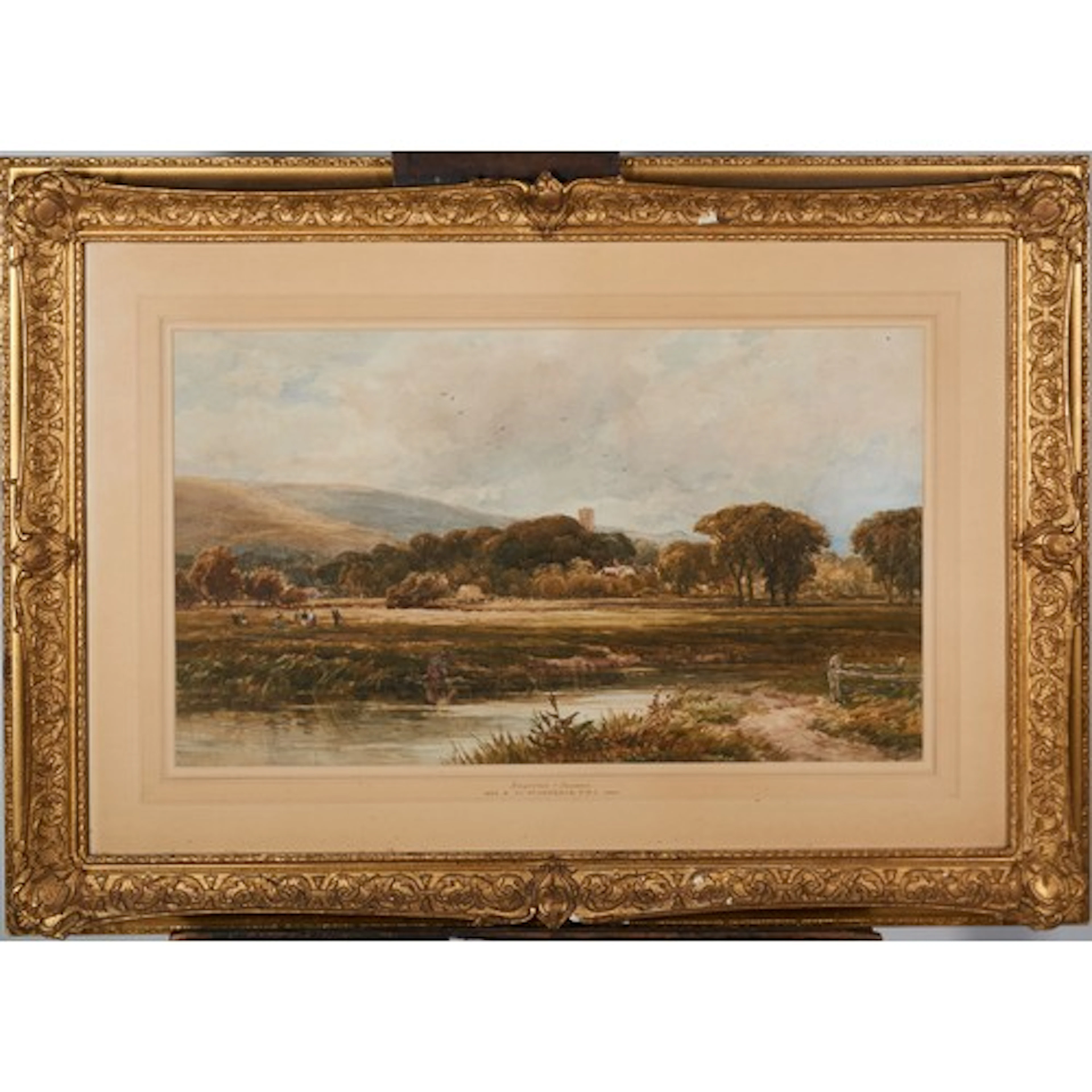 EDMUND MORRISON WIMPERIS (1835-1900) 'HAYTIME-SUSSEX' WATER ...