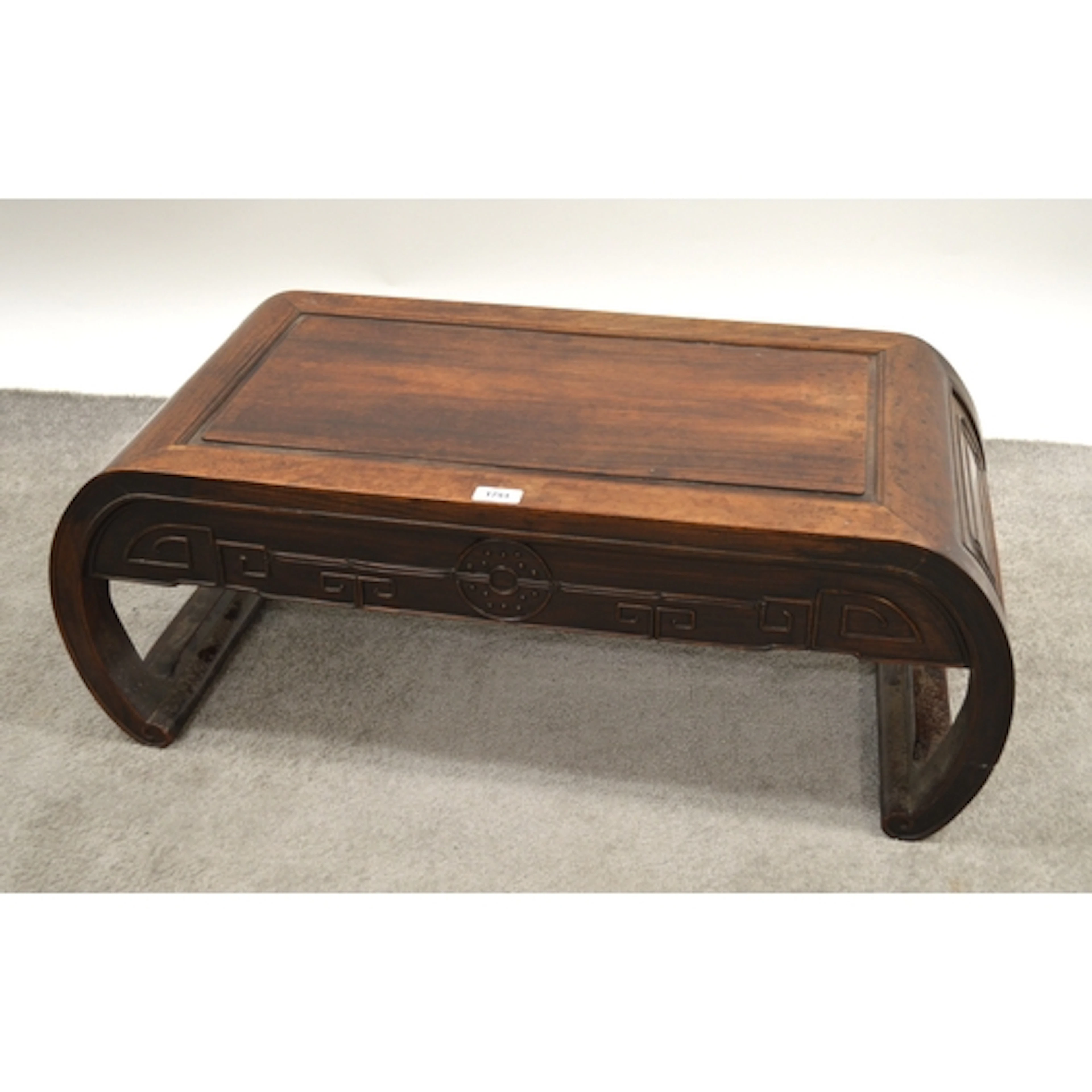 Chinese carved hardwood opium table, with carved moulded fri...