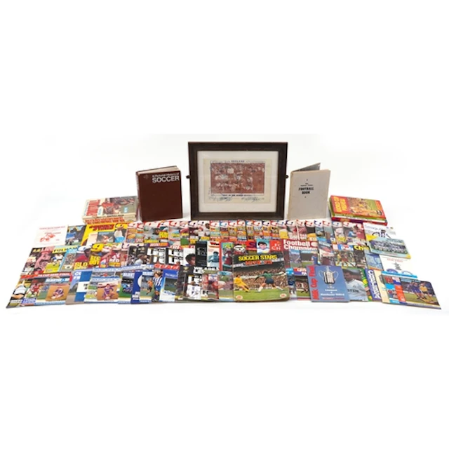 Football memorabilia including Soccer Stars 1974-75 complete...
