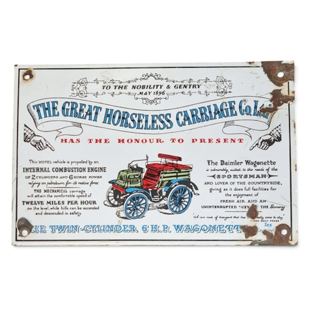 A good vintage Enamel Sign, 'The Greatest Horseless Carriage...