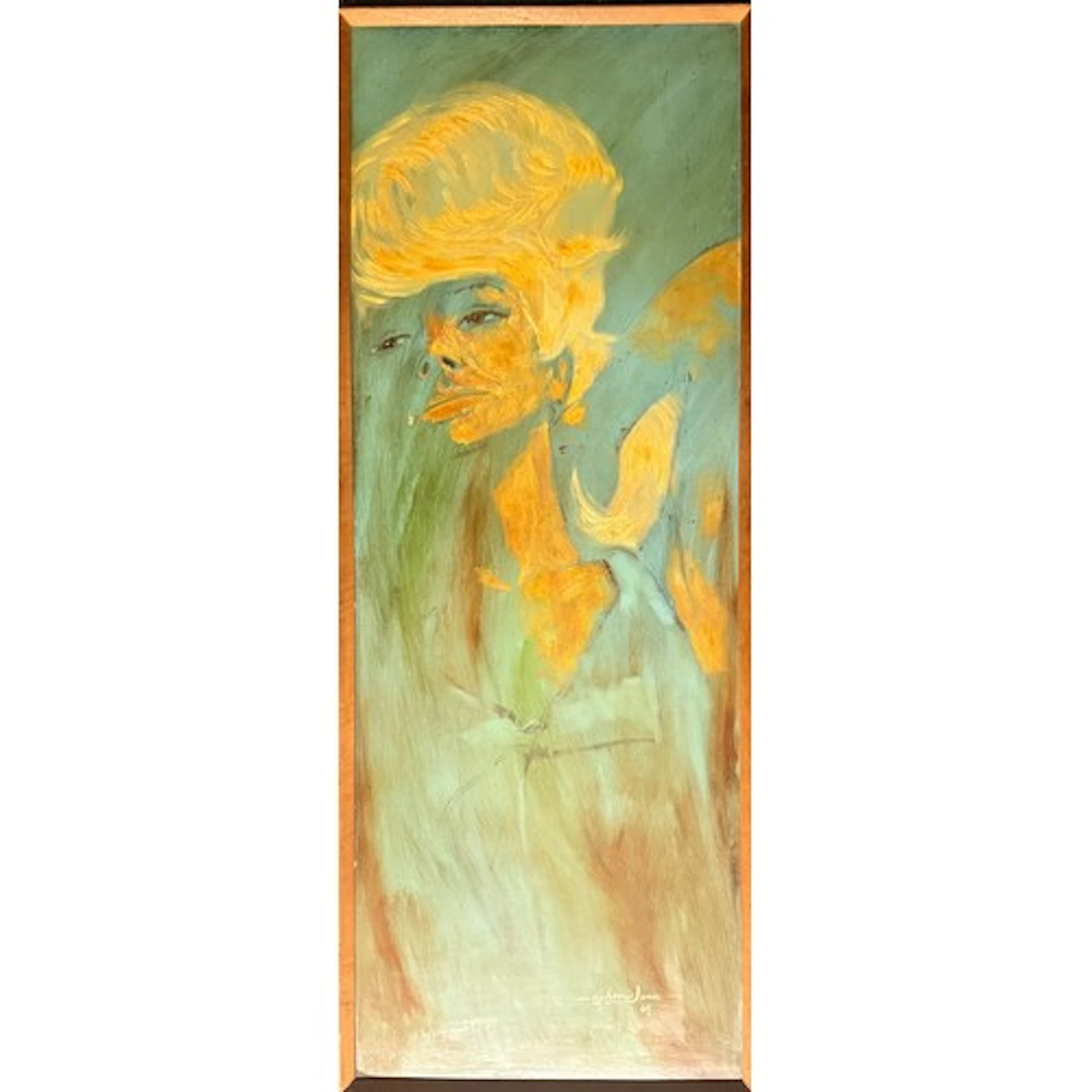 Barry Leighton-Jones (1932-2011), portrait of a lady in gree...