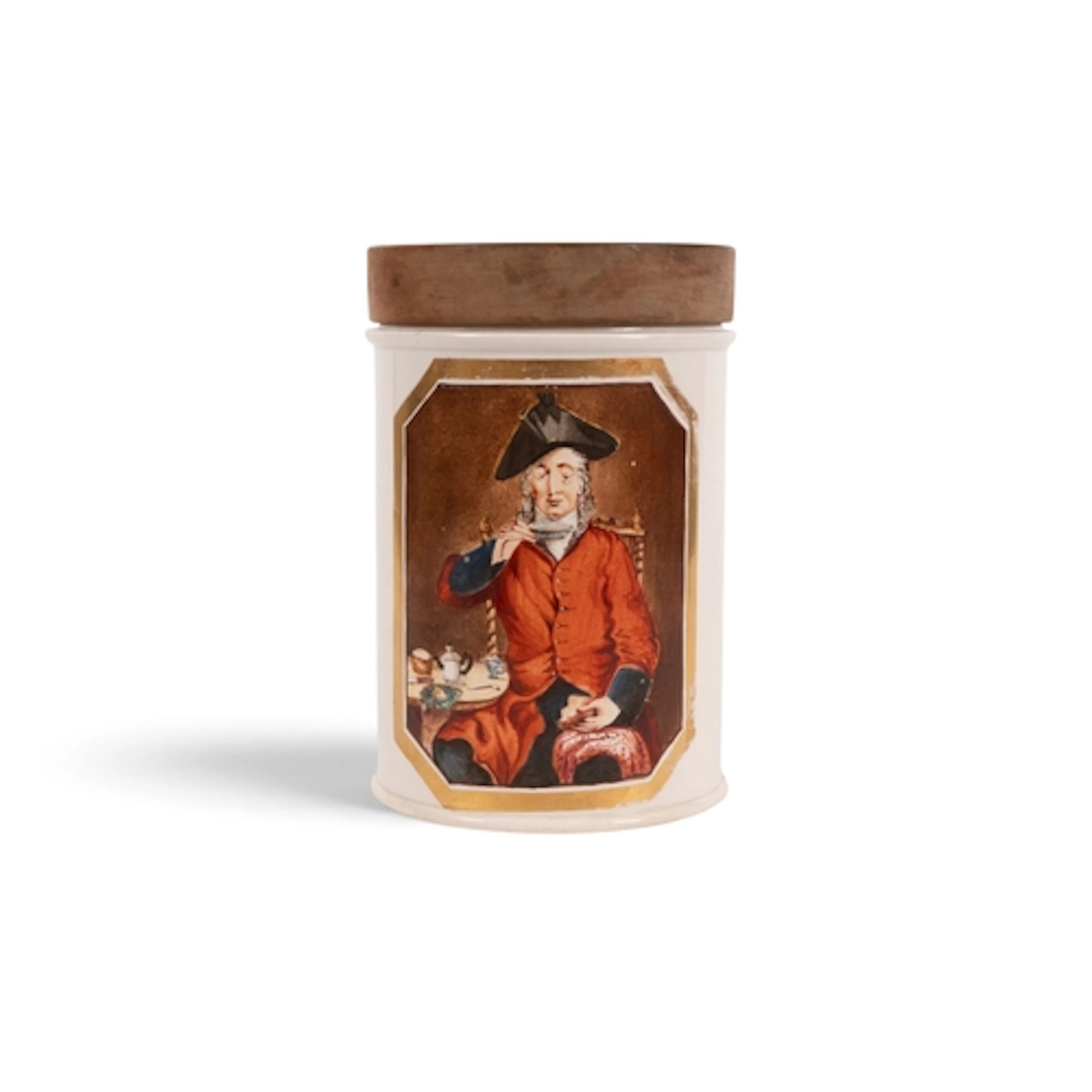 A large pearlware storage jar, mid 19th century, painted wit...