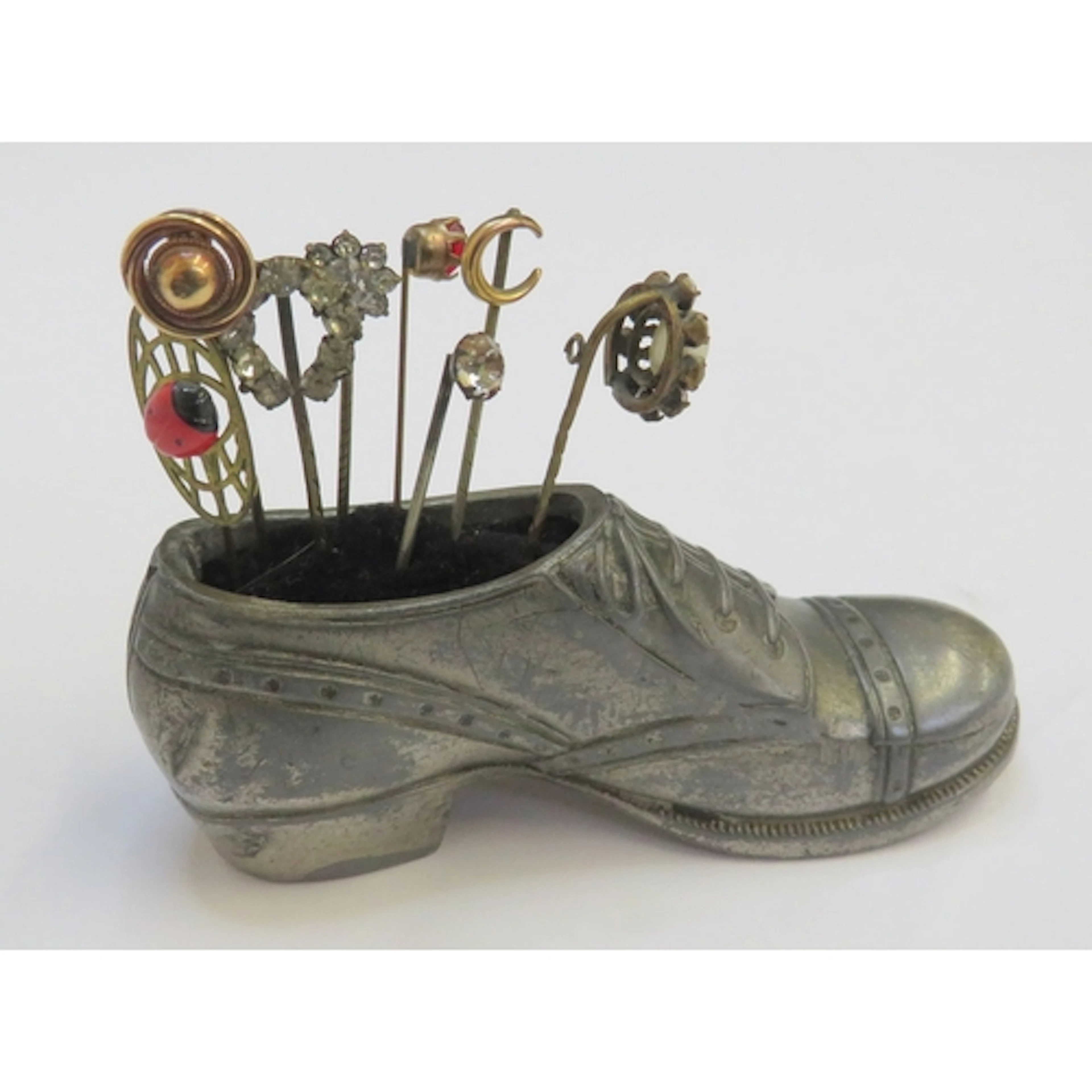 Vintage Pin Brooches incl. decorated with ladybird, white st...