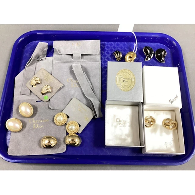 Christian Dior and Other Assorted Clip On Earrings, includin...
