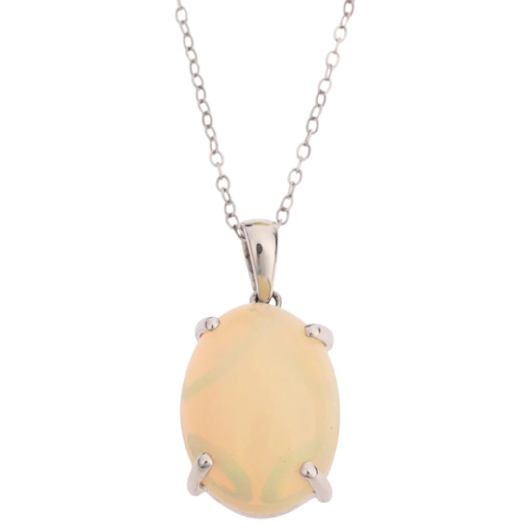 A platinum AAAA Ethiopian Welo opal pendant necklace, rhapso...