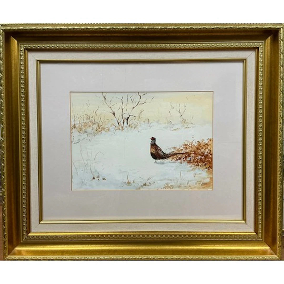 Johnny Gaston (Scottish 1955-) Pheasant in the Snow, signed,...