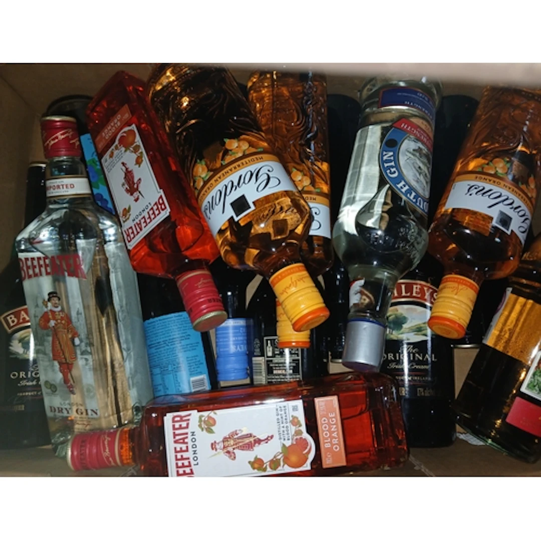 Five boxes of assorted wines and spirits.