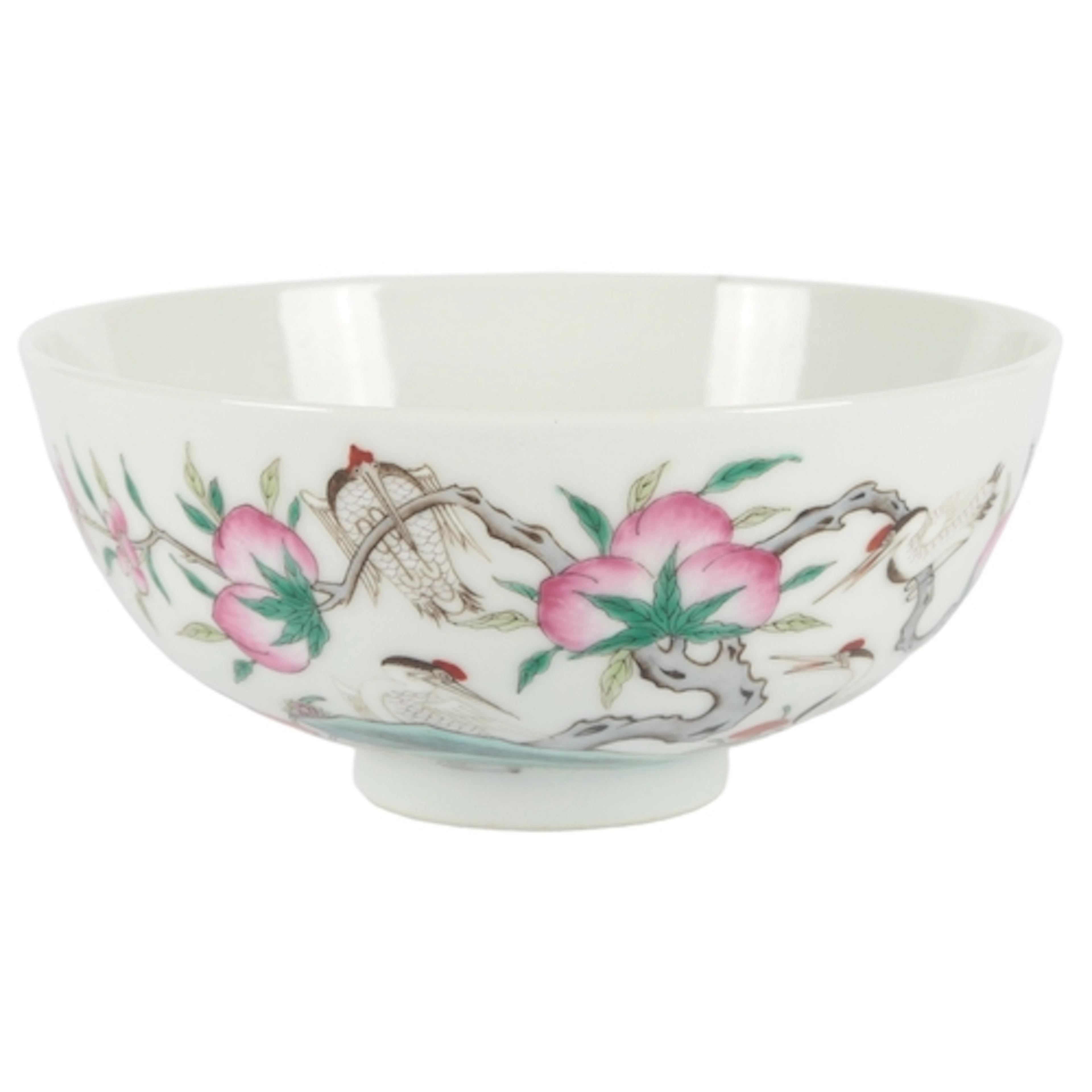 A Chinese famille rose 'crane and peach' bowl, Guangxu mark,...
