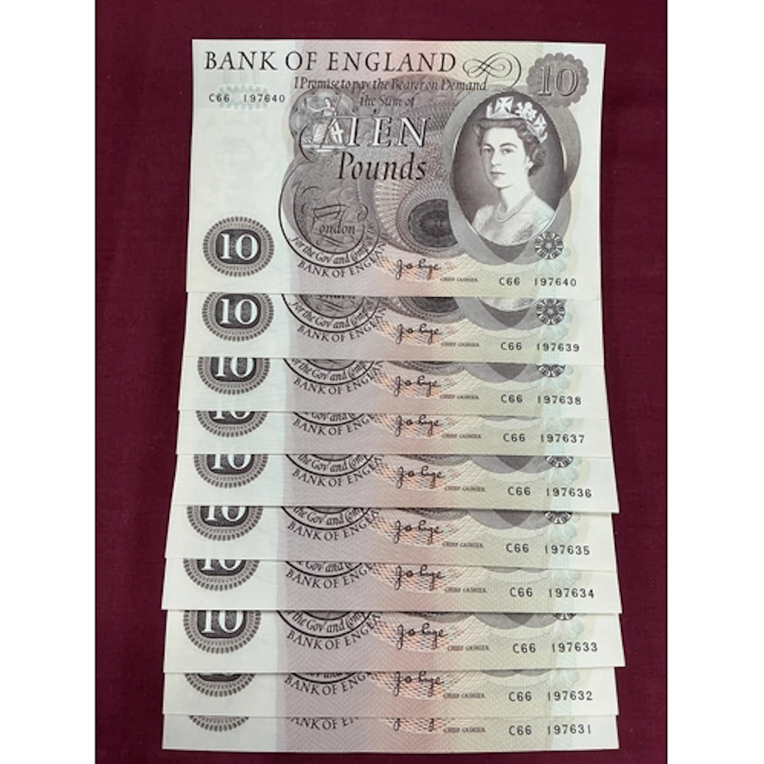 Ten QEII 1964 - 1975 Uncirculated GB Consecutive Number Run ...