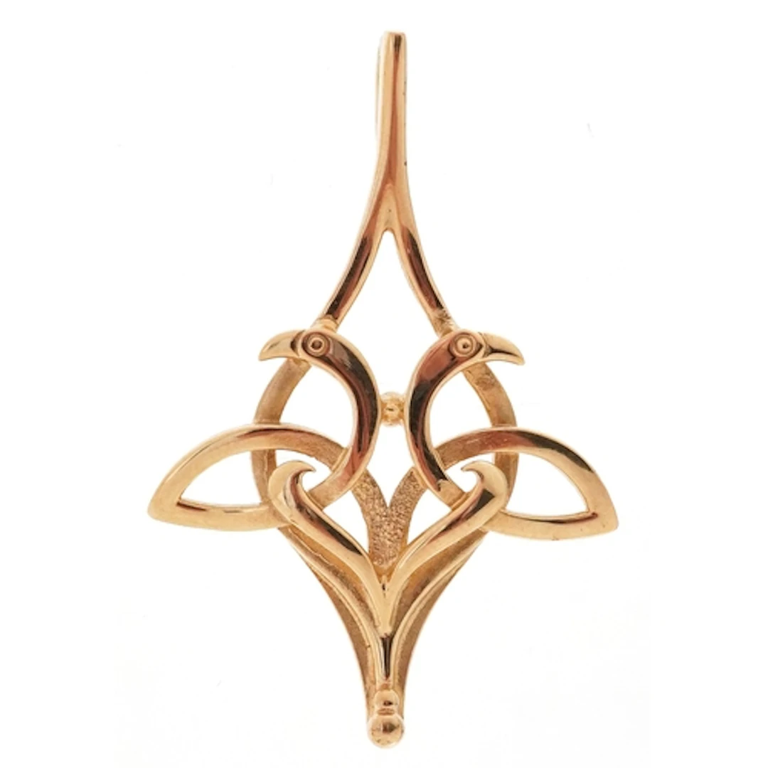 Ola Gorie, 9ct gold Scottish stylized Kells bird pendant wit...