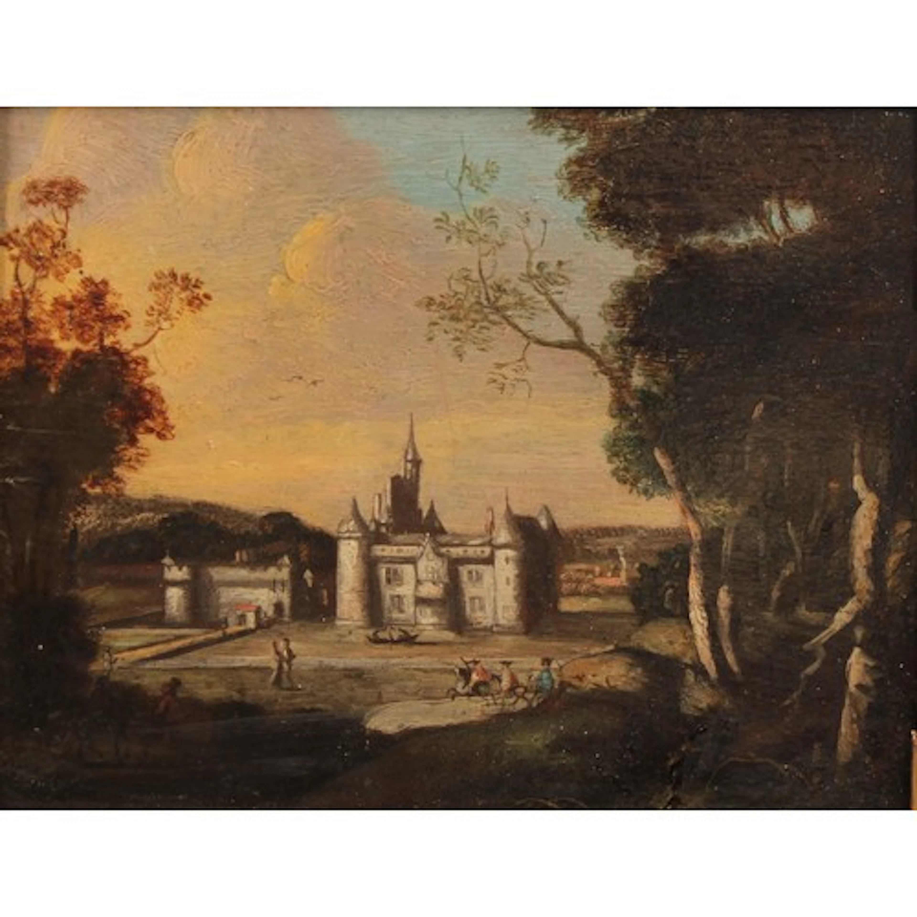 French School (18th century) Country House with Figures un...