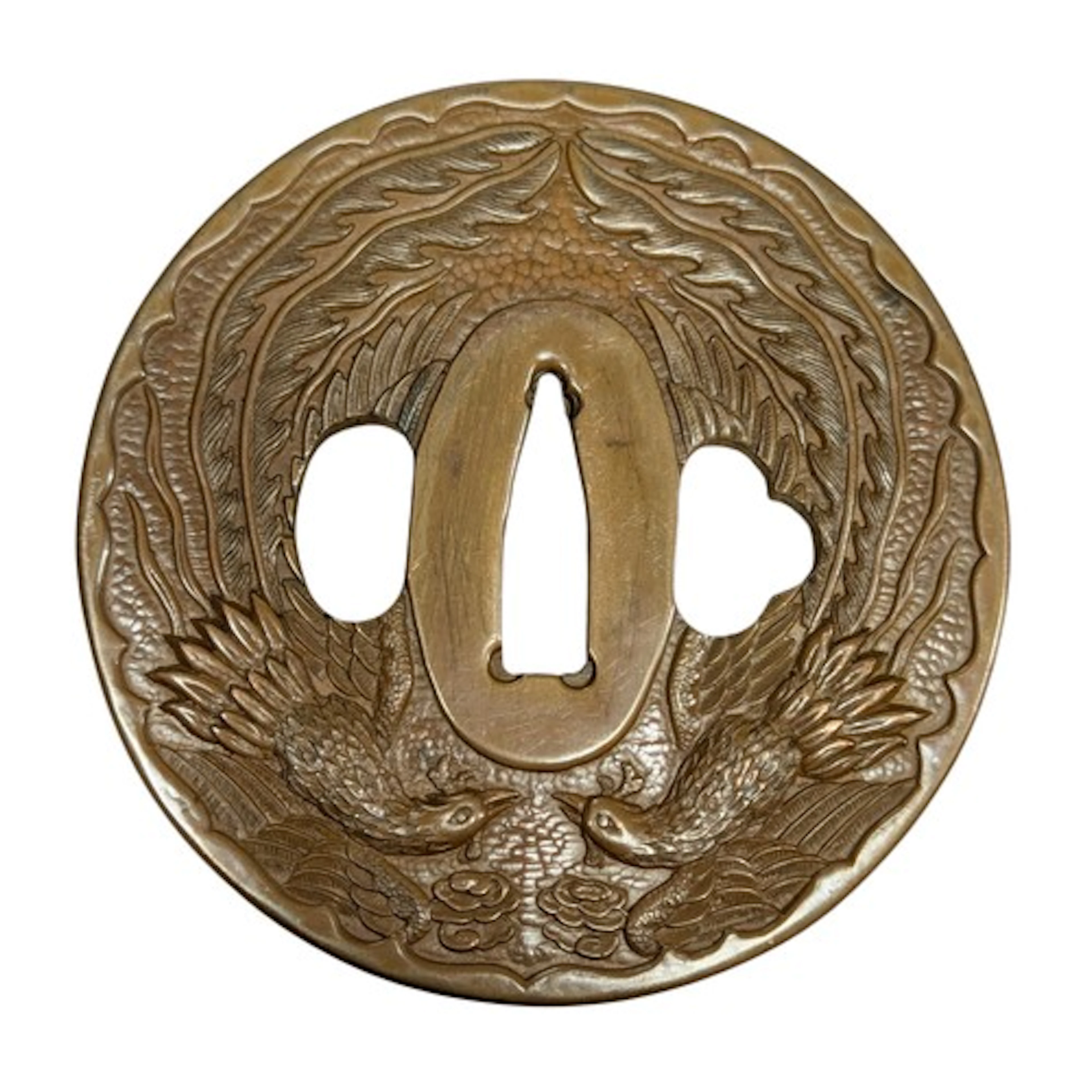 Meiji Period Style Japanese Hōō Tsuba, constructed in copper...