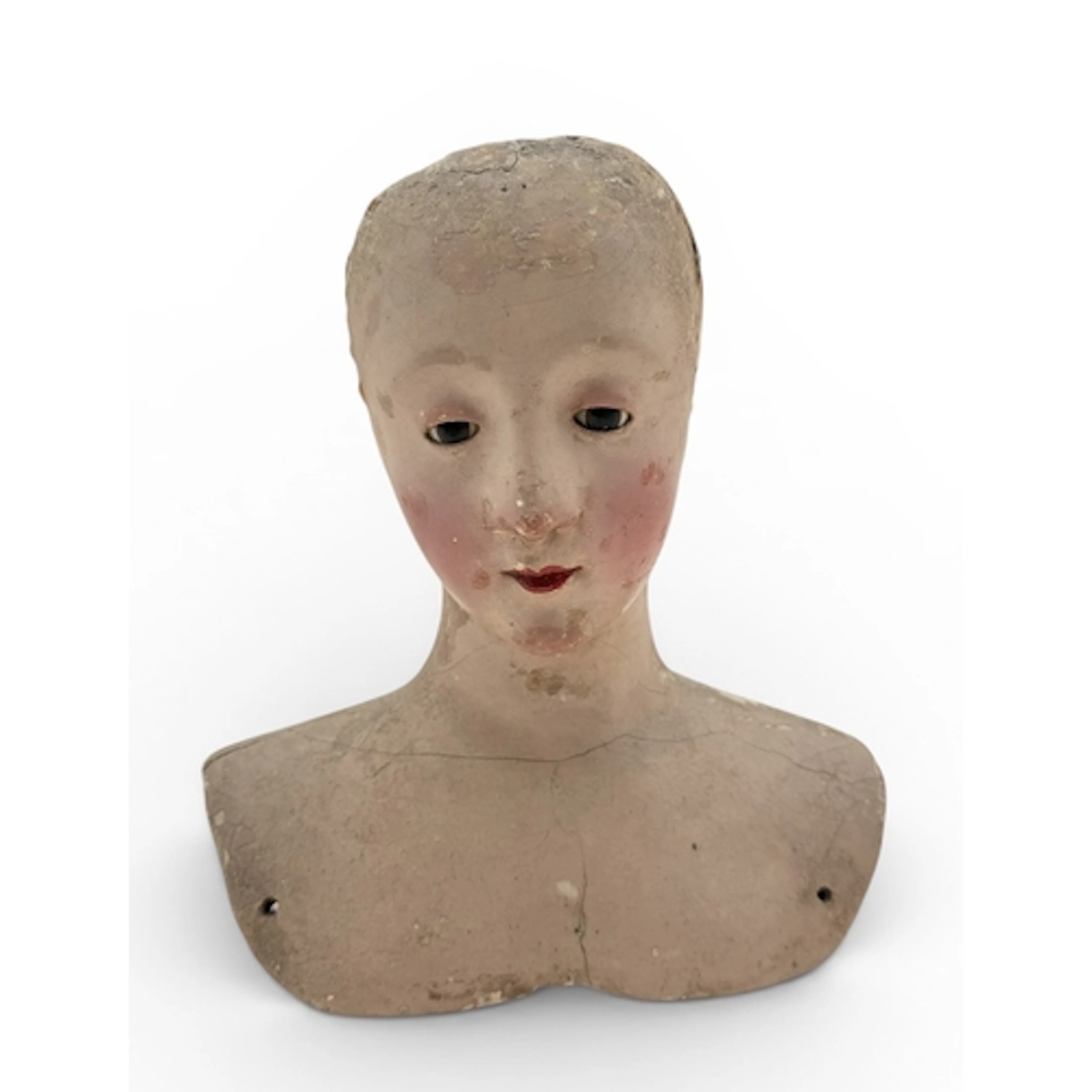 A FRAGMENT OF AN ANTIQUE DOLL 19.5cm x 18cm