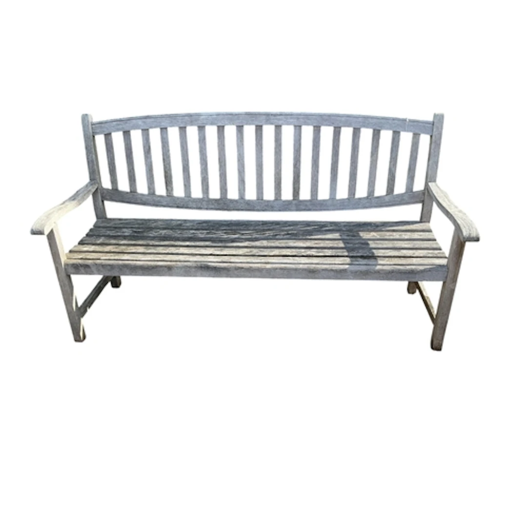 A teak garden bench, width 166cm, depth 57cm, height 91cm...