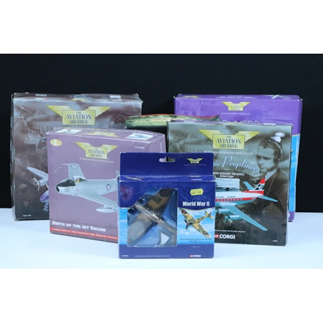 Six boxed 1/72-1/144 Corgi Aviation Archive diecast models t...
