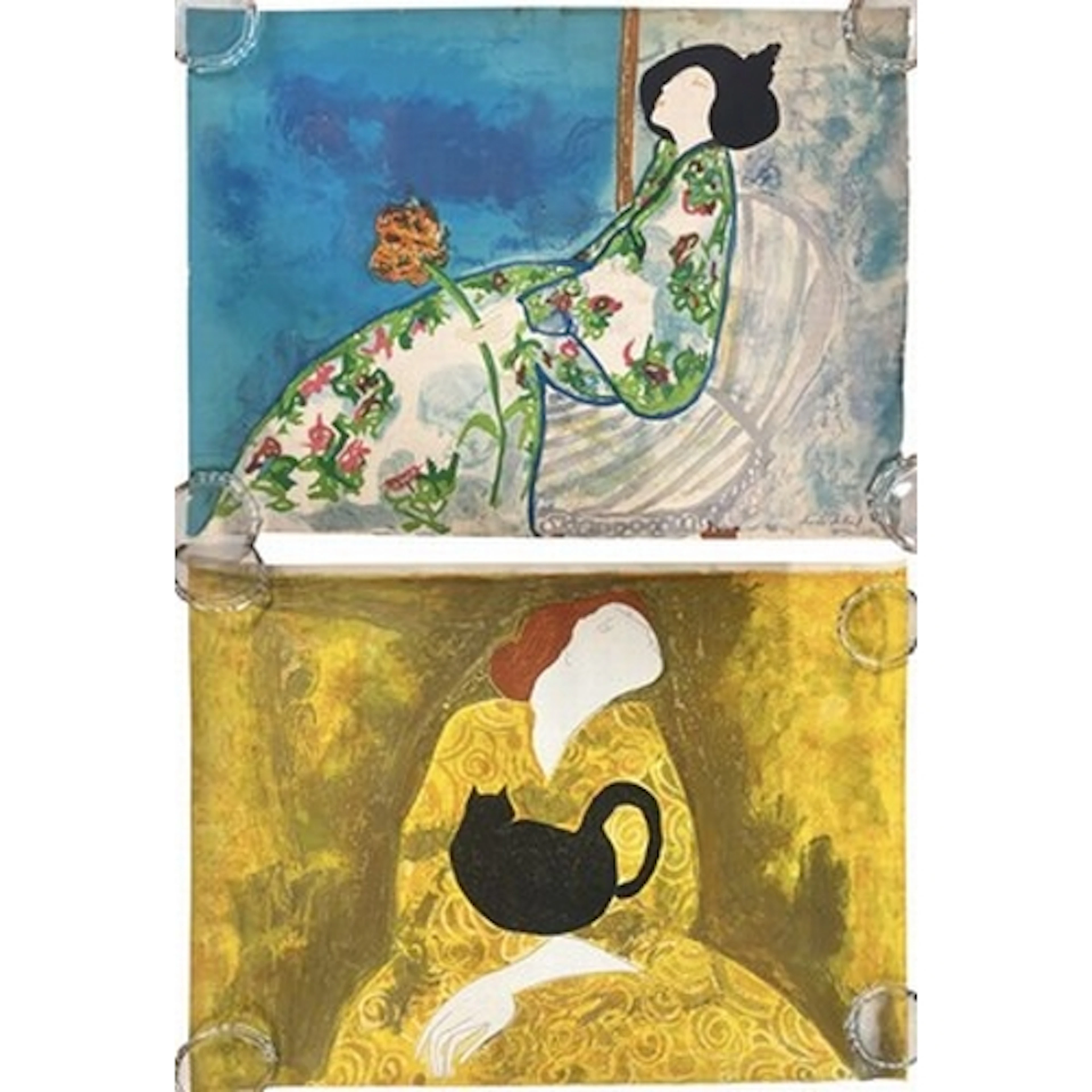 Linda Le Kinff (b. 1949) La Femme Bleu & La Femme avec u...