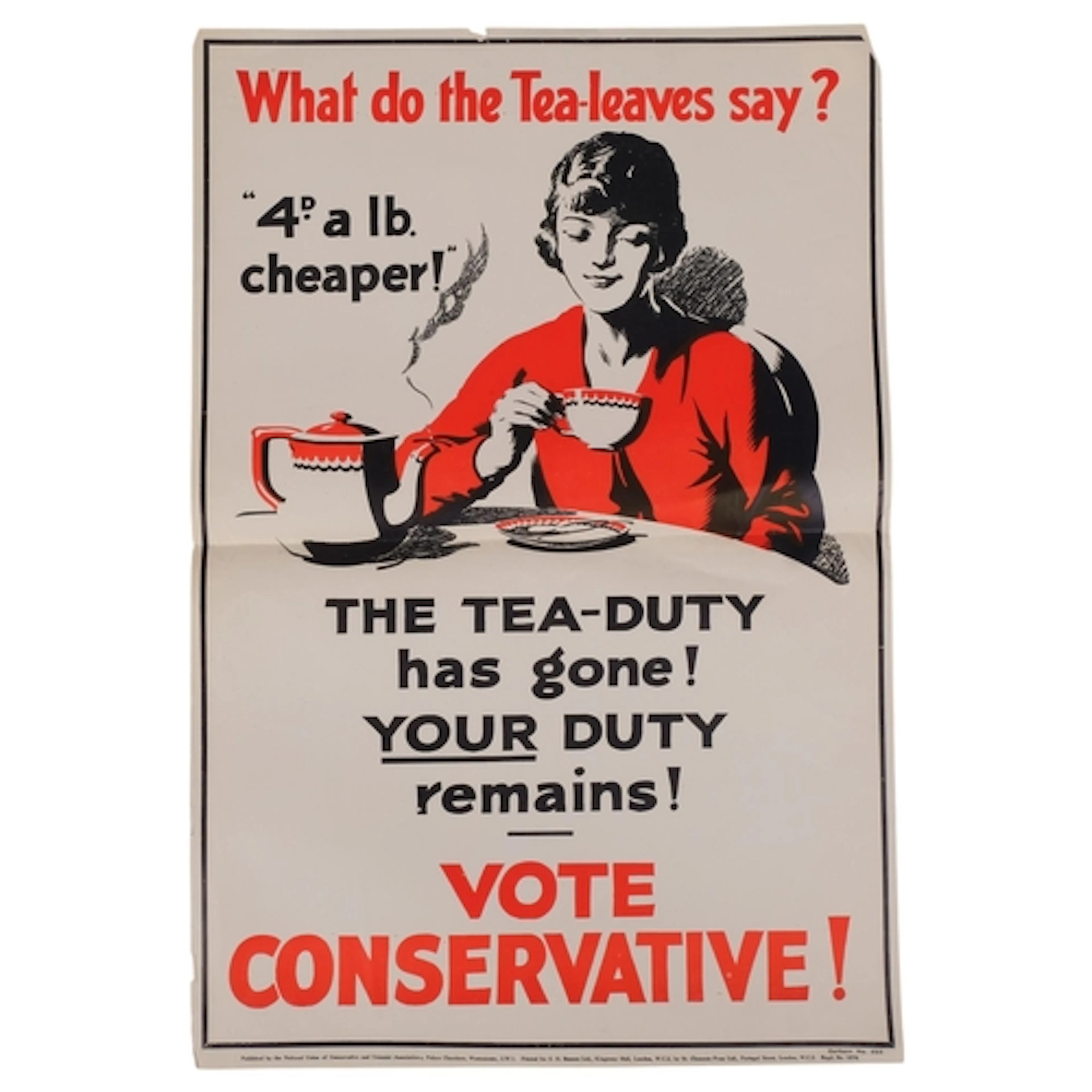 A 1929 British political campaign poster for the Conservativ...