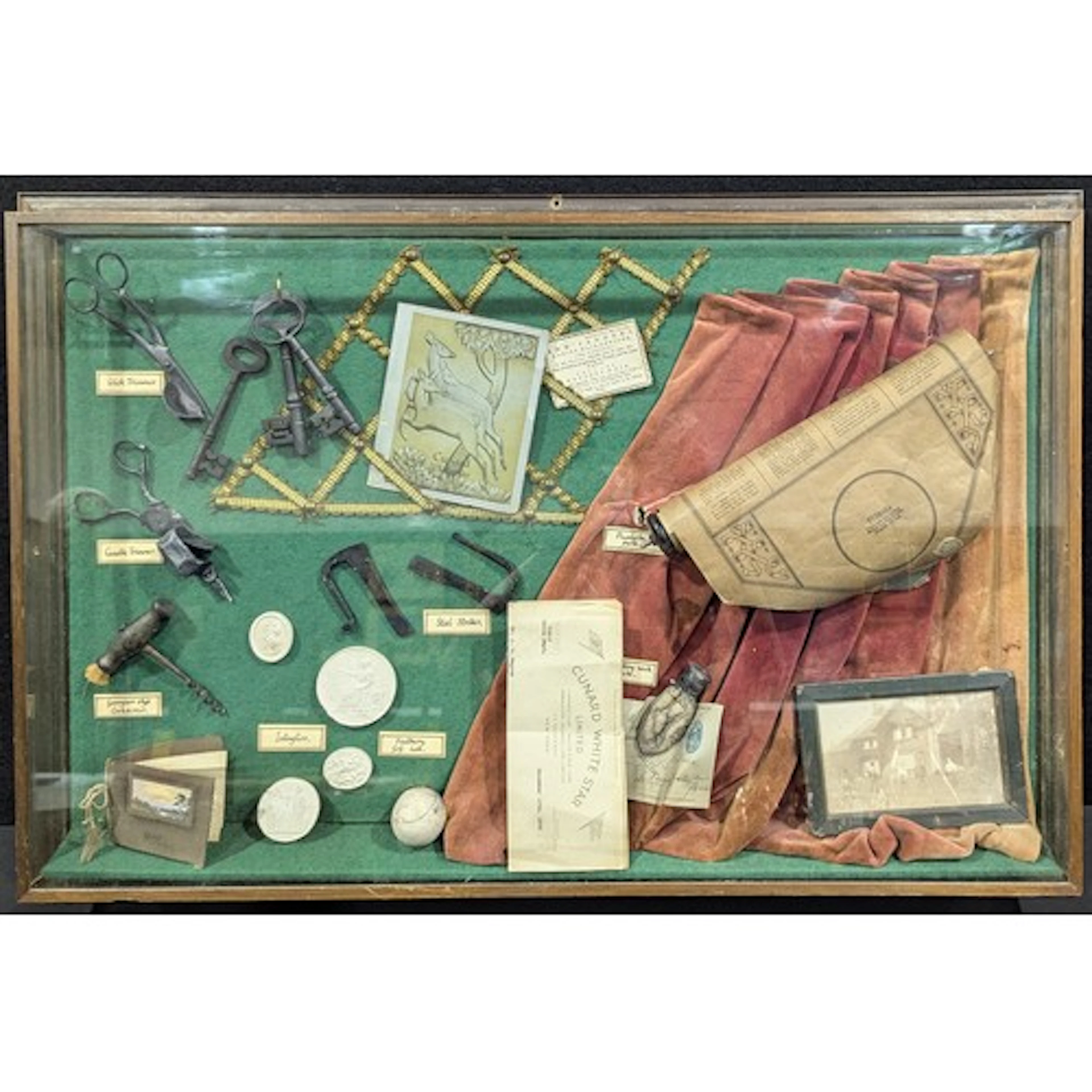 A tavern type display case, containing various antique and c...