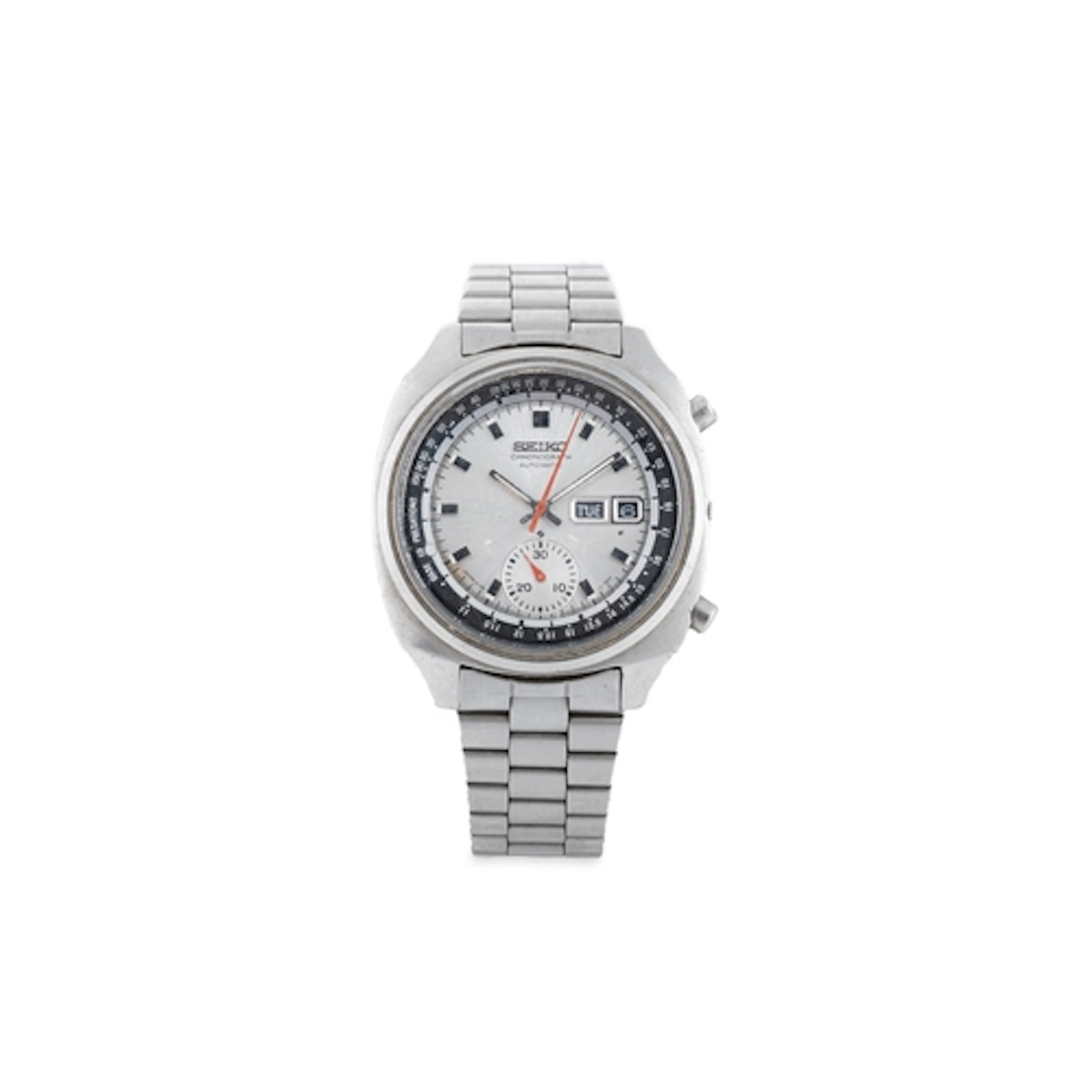 A VINTAGE SEIKO AUTOMATIC DAY-DATE WRIST WATCH, stainless st...