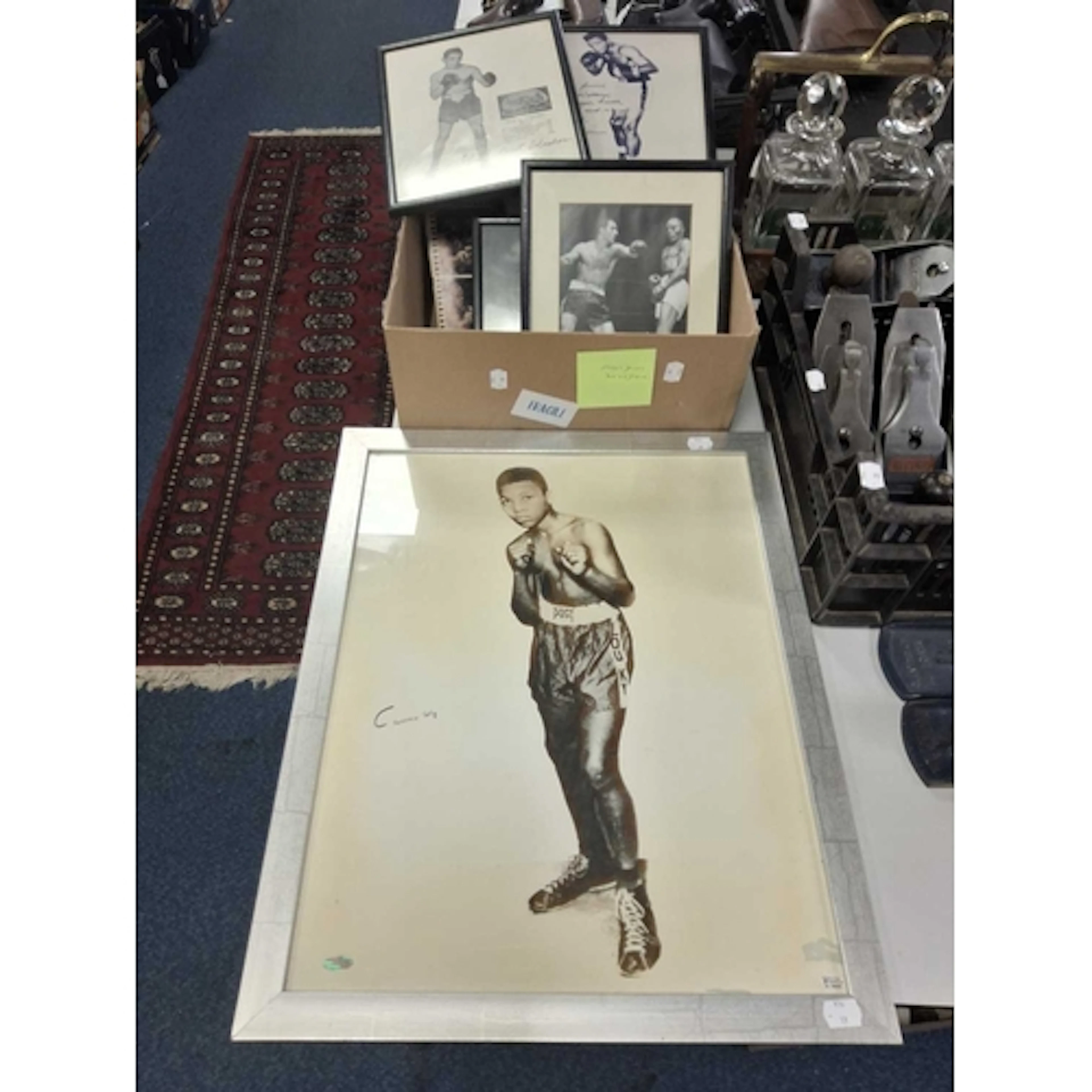 BOXING MEMORABILIA comprising a framed vintage photograph of...